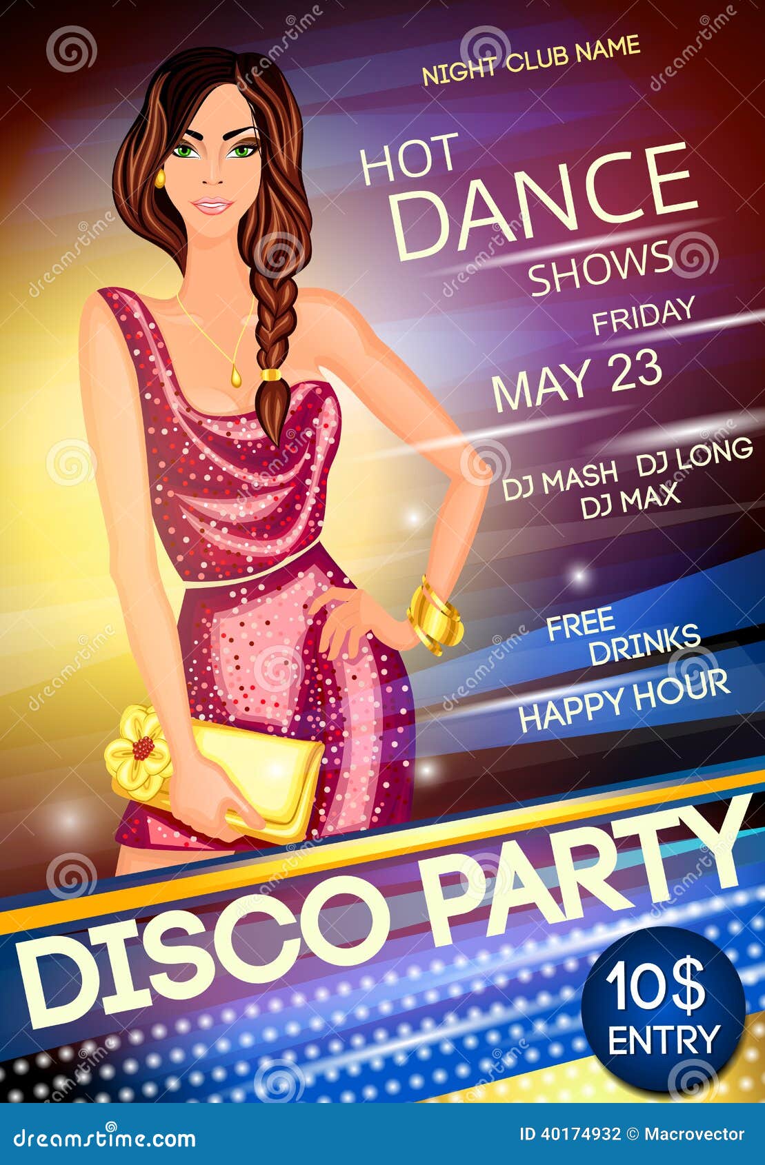 Night Club Disco Party Poster Stock Vector Illustration Of Night