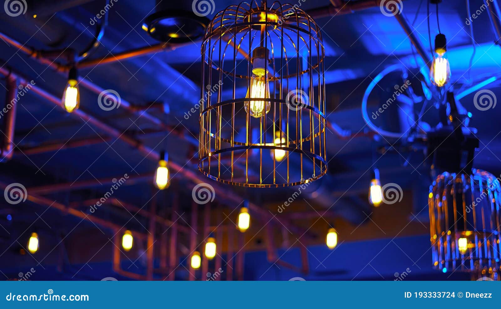 Night Club. Interior in the Nightclub. Lighting in the Night Bar. Ceiling  in the Bar. Stock Photo - Image of luxury, bulb: 193333724