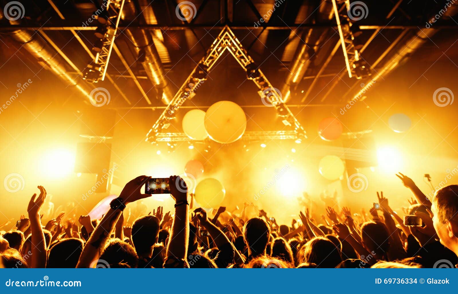 Night Club Silhouette Crowd Hands Up with Fly Entertanment Stock Photo -  Image of entertainment, festival: 69736334