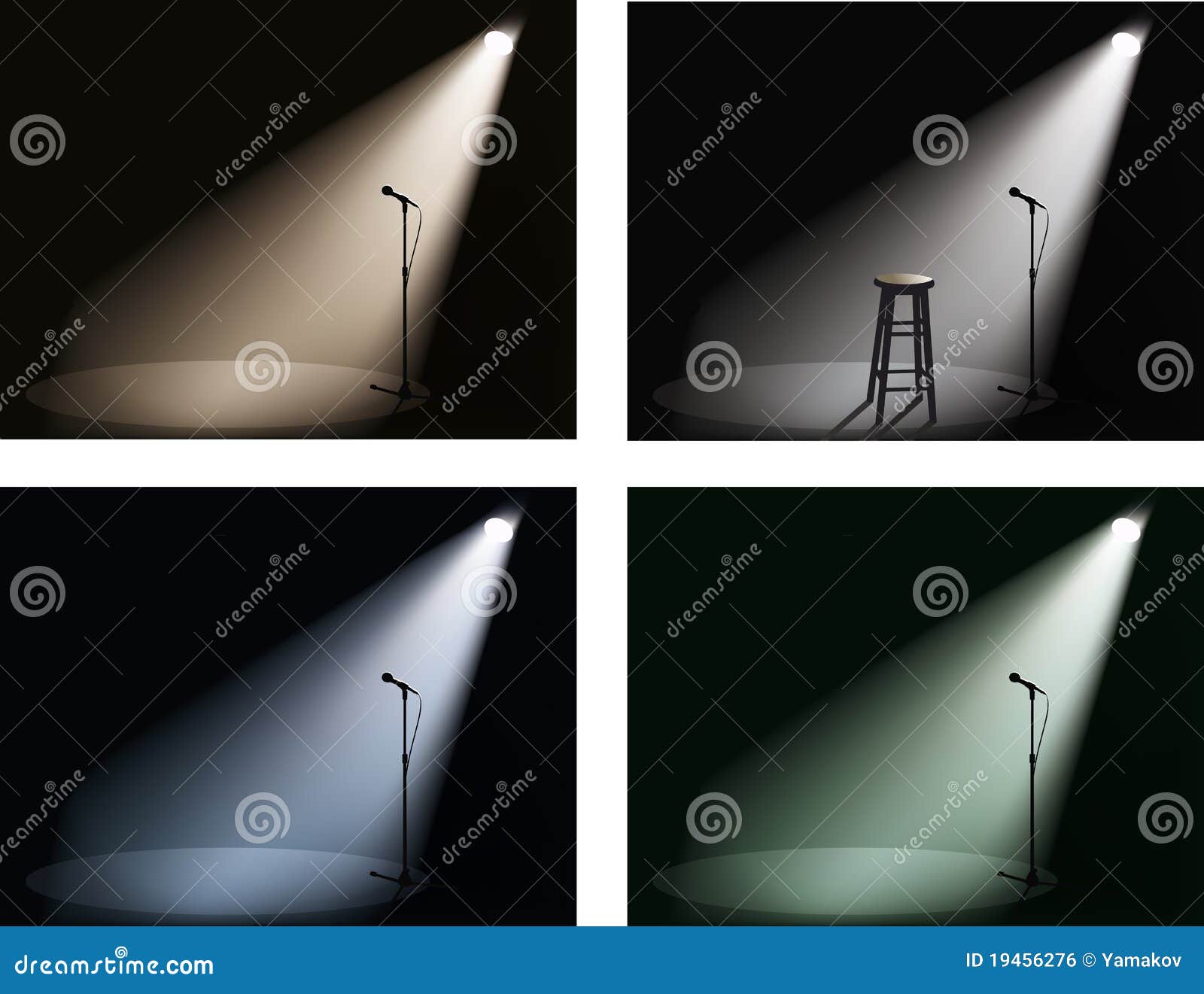 night club with spotlight and microphone