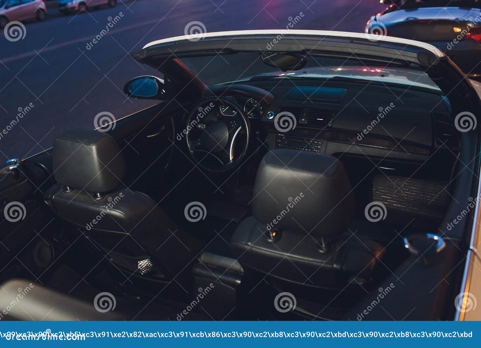 Night Driving a Convertible with the Top Down. Stock Image Image of