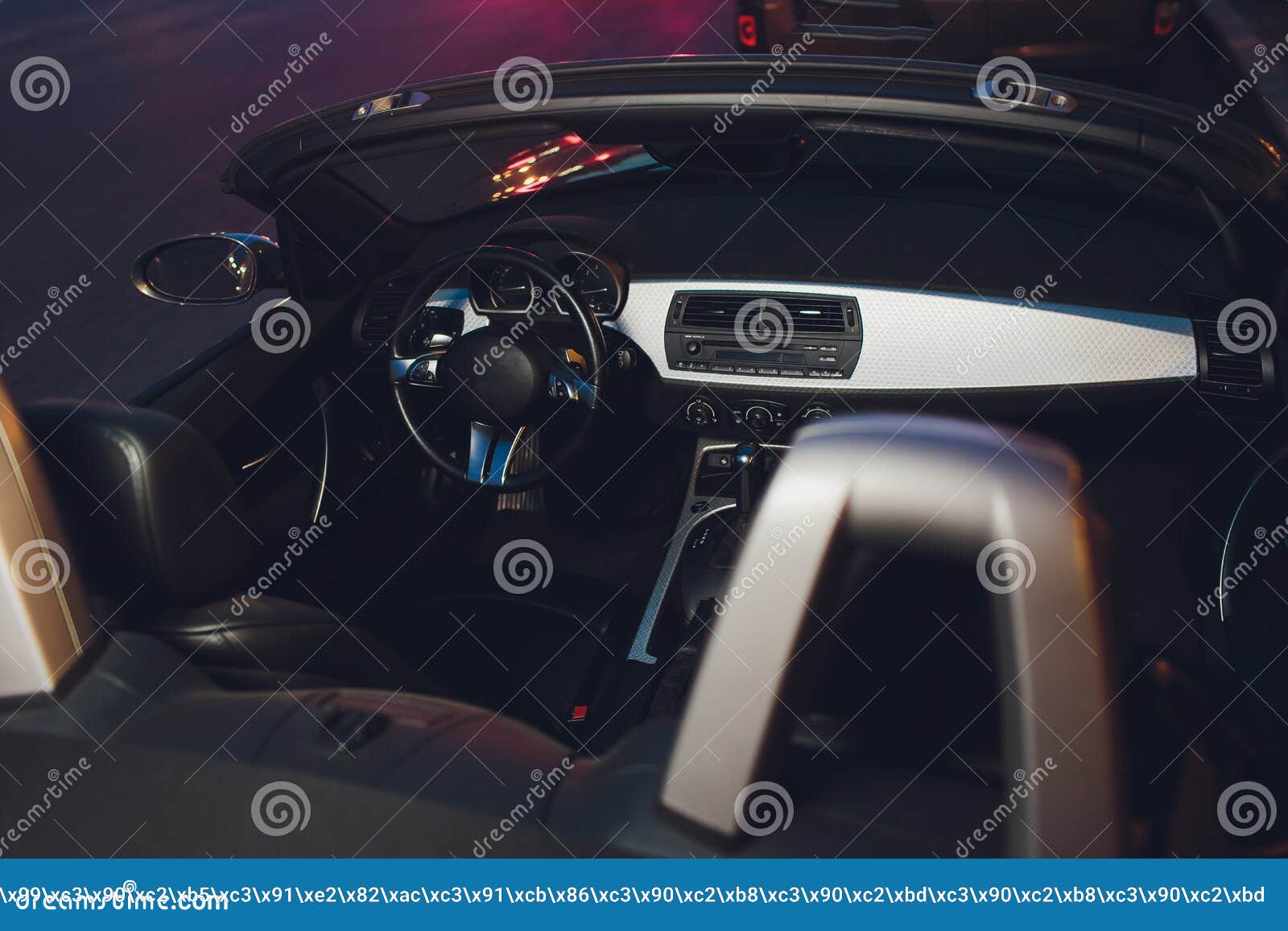 Night Driving a Convertible with the Top Down. Stock Image Image of