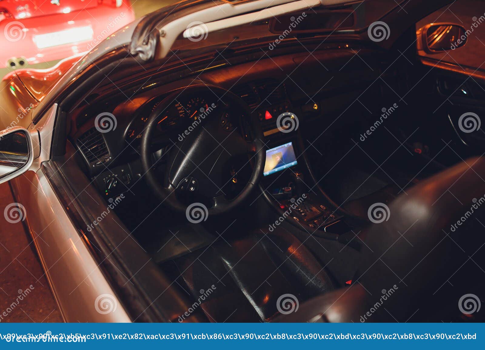 Night Driving a Convertible with the Top Down. Stock Photo Image of