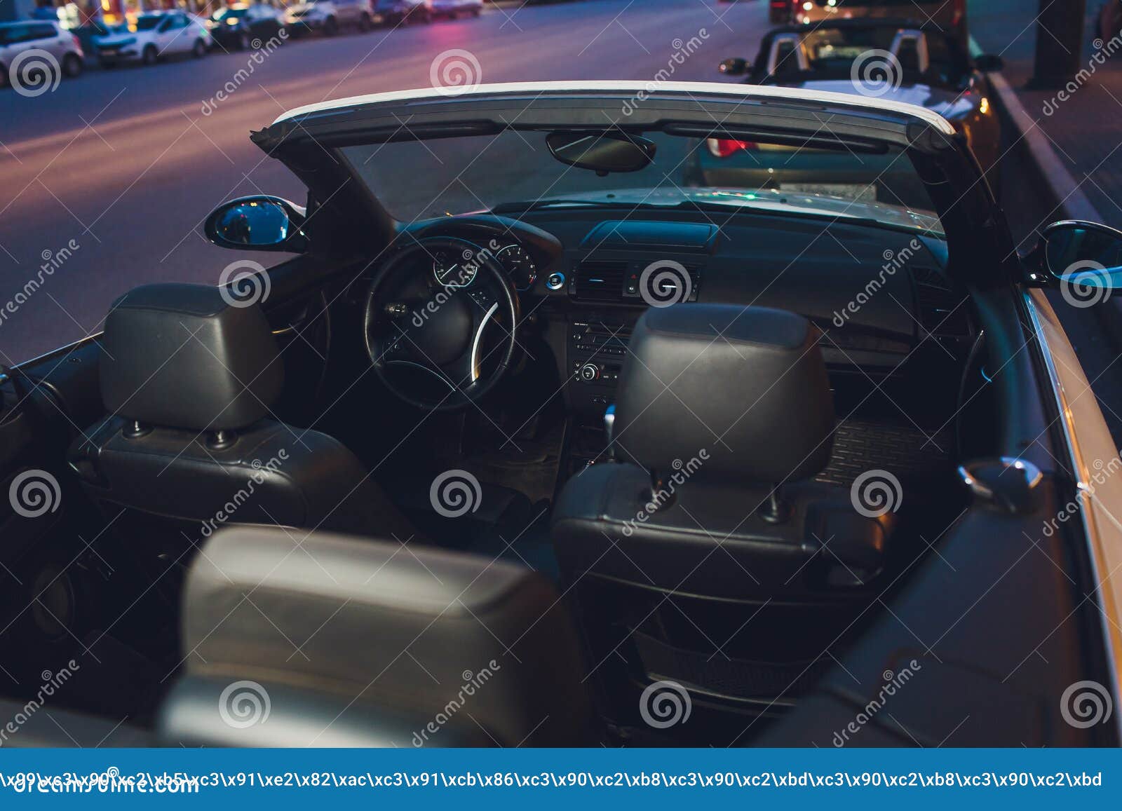 Night Driving a Convertible with the Top Down. Stock Photo Image of
