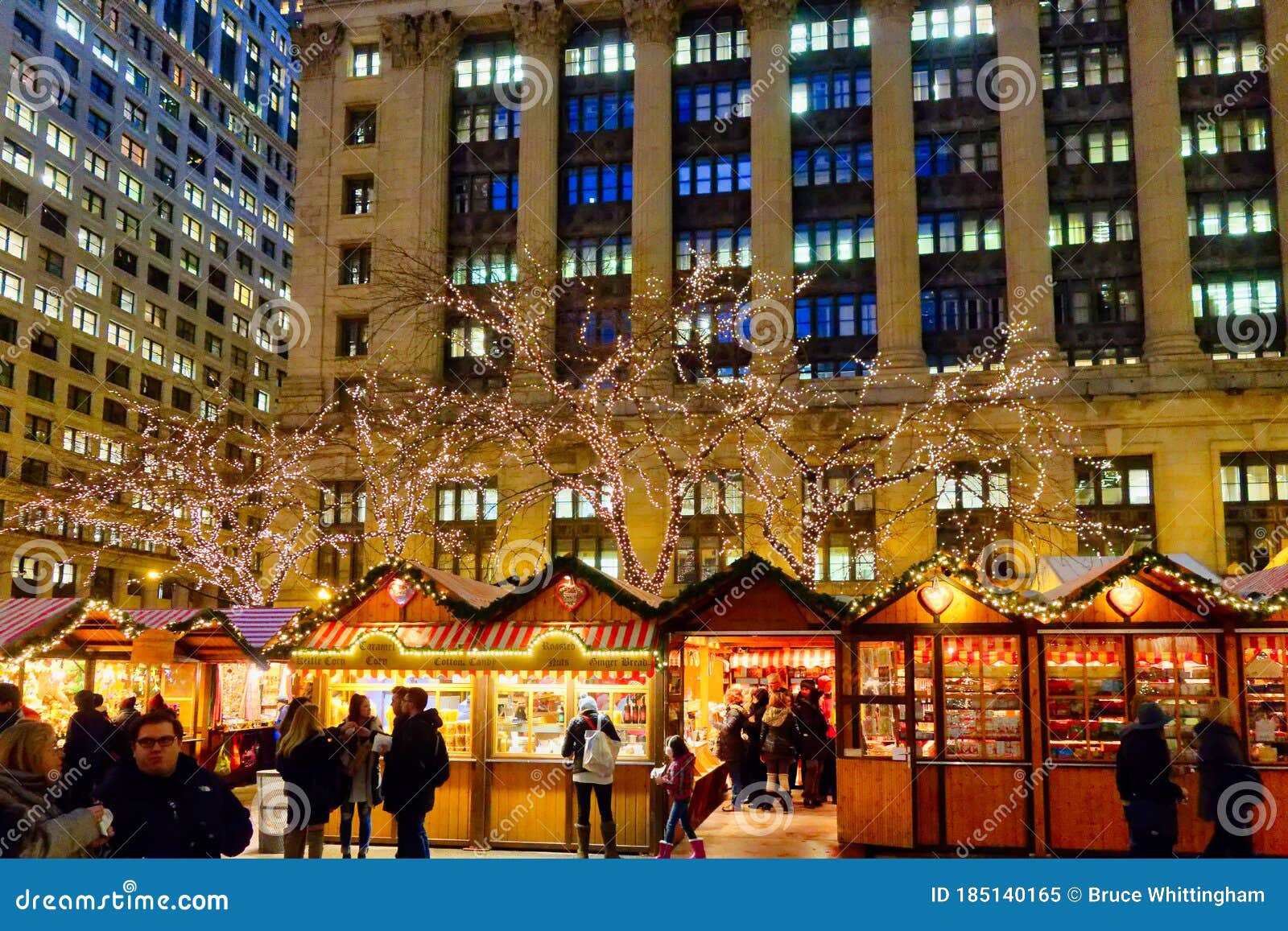 Night Time at Chicago Christmas Markets, Illinois, USA Editorial Image Christmas Market In Chicago