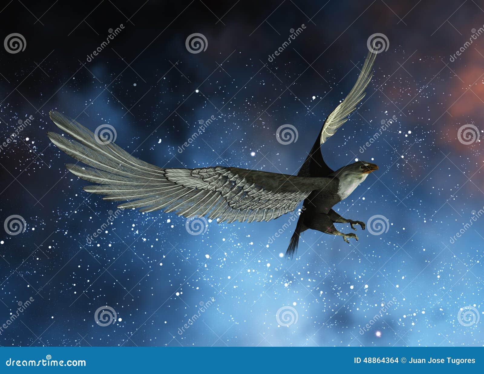 Night Eagle stock illustration. Illustration of stars 48864364