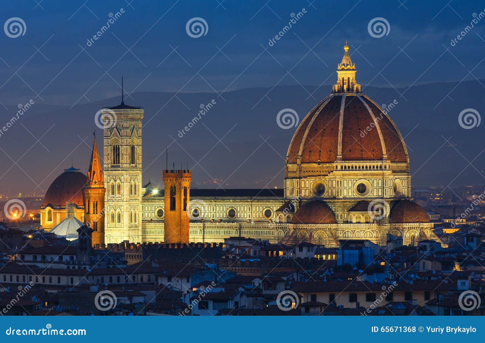Night Florence Top View (Italy). Stock Photo - Image of urban, cloud ...