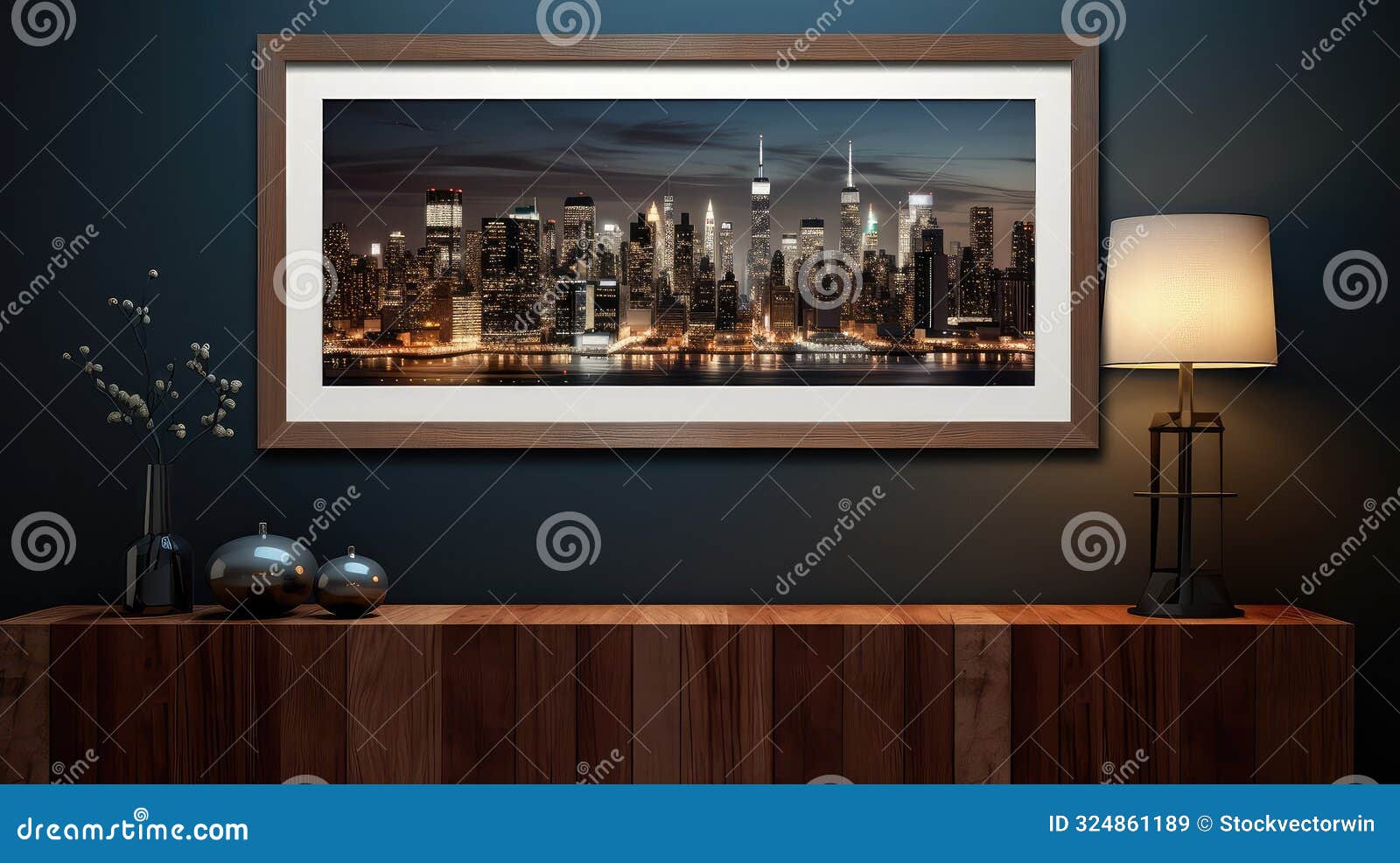 night framed art mockup dark background