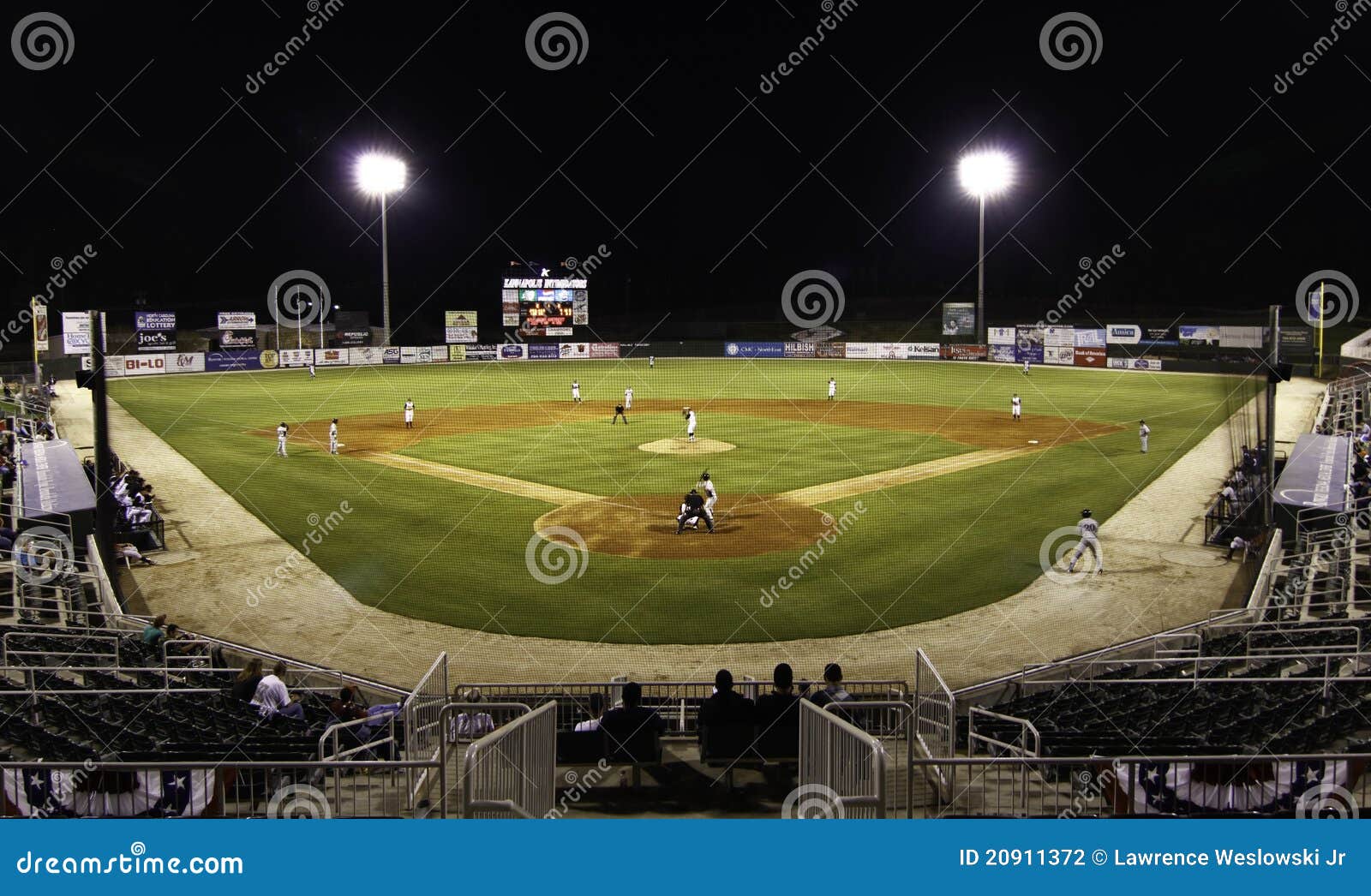 Night Game Minor League Baseball Stadium Editorial Photography Image of grass, american