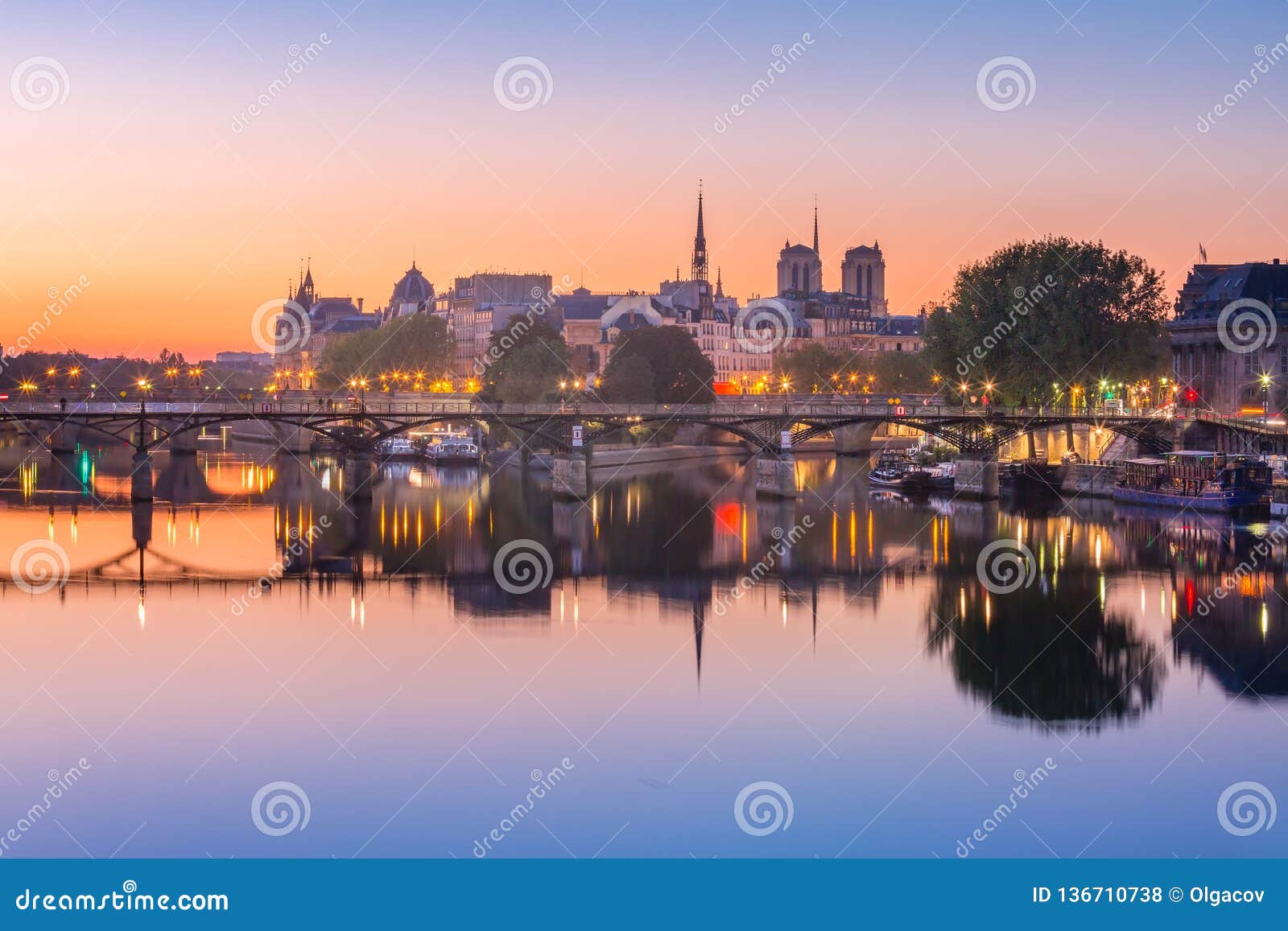 Pont des Arts at night, France