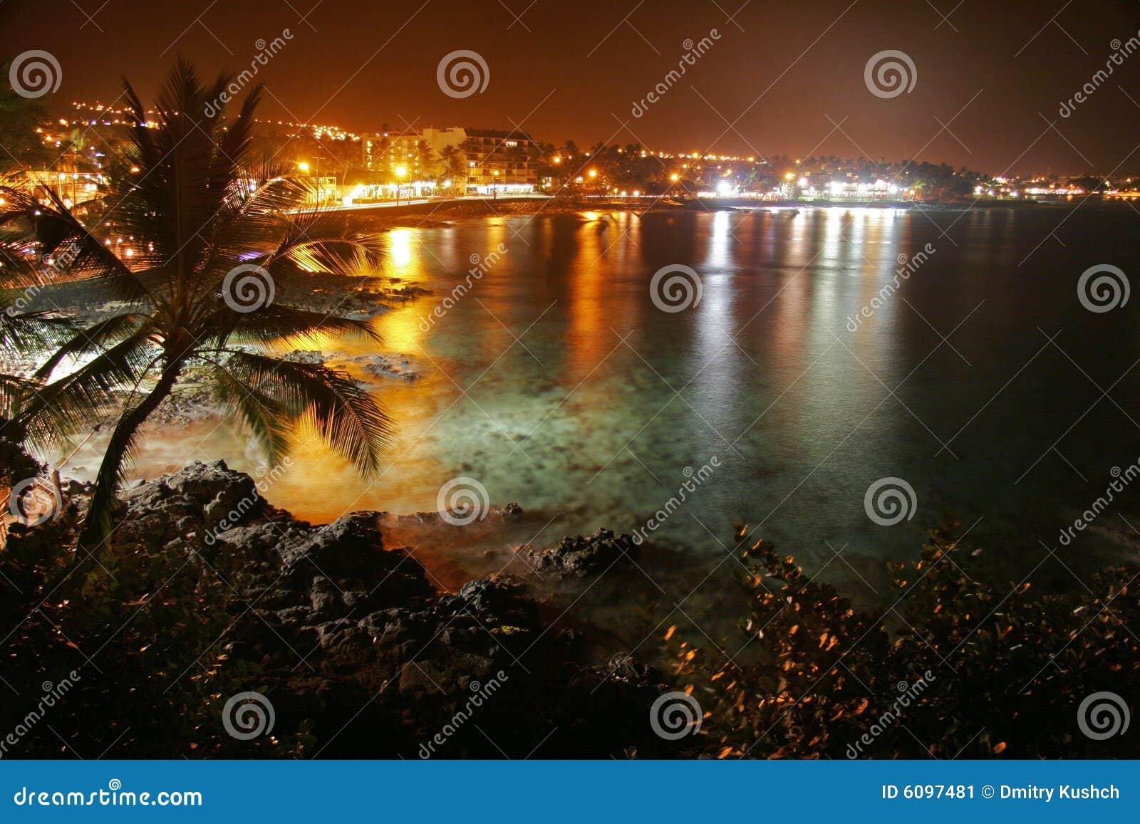 Night of Kona stock image. Image of oceanfront, night 6097481