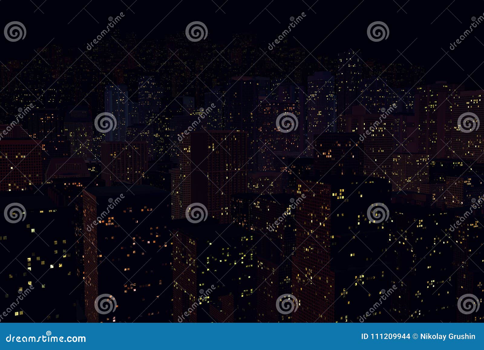 Landscape of the Night City Stock Illustration - Illustration of high ...