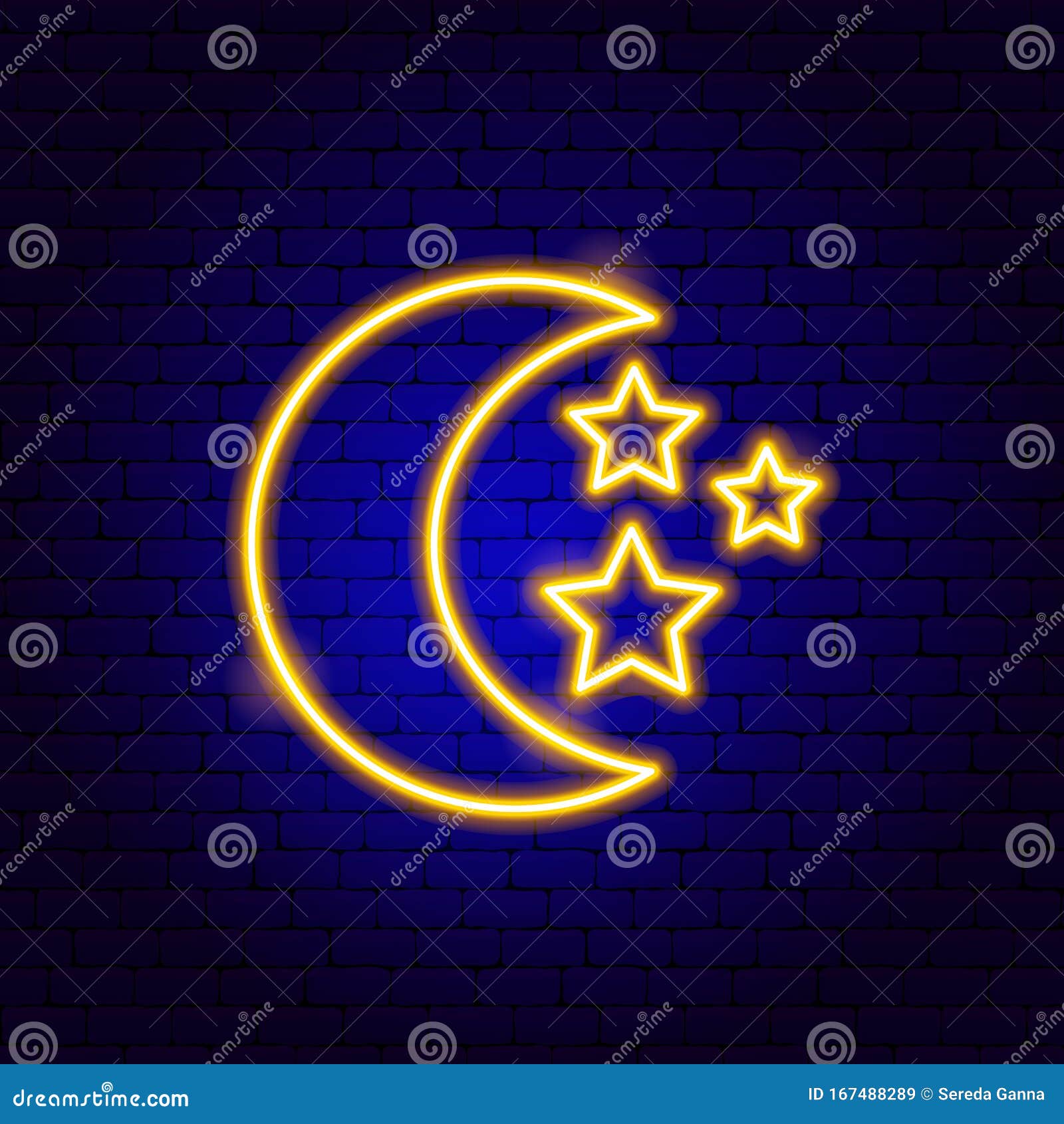 Night Moon Stars Neon Sign vector illustratie. Illustration of ...