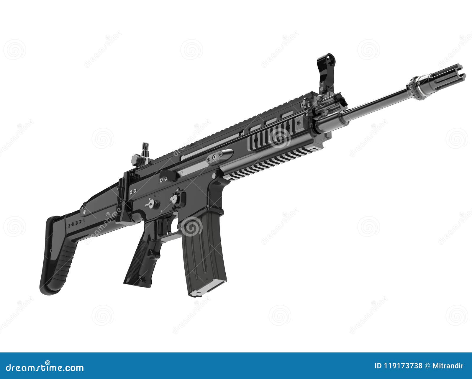 Night Ops Modern Assault Rifle - Low Angle Shot Stock Illustration