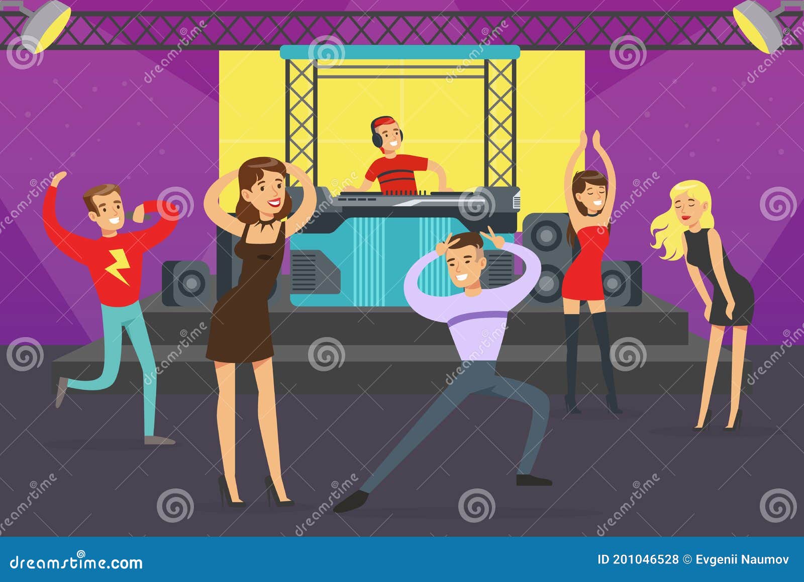 Night Party, Young People Dancing in Club, Male DJ Playing Track and Mixing Music Cartoon Vector Illustration Stock Vector - Illustration of party, dancing: 201046528 Night Party, Young People Dancing in Club, Male DJ Playing Track and Mixing Music Cartoon Vector Illustration Stock Vector - Illustration of party, dancing: 201046528