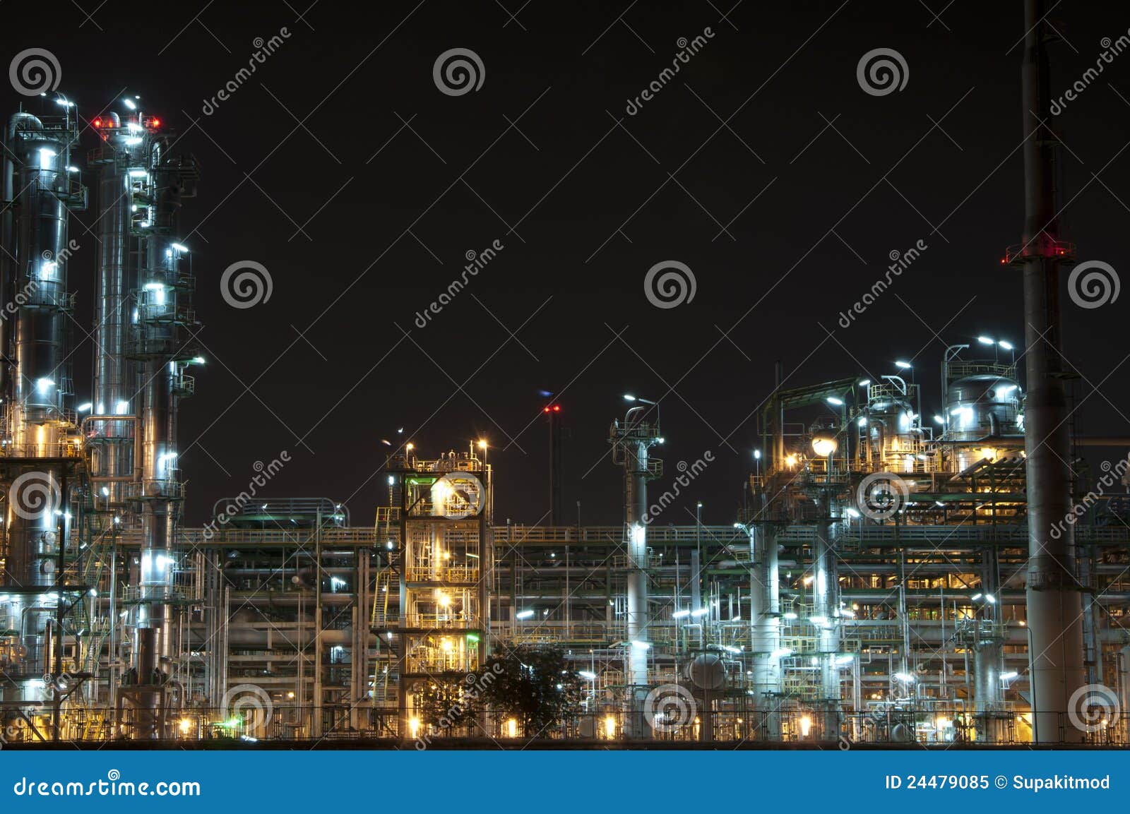 night scene of chemical plant