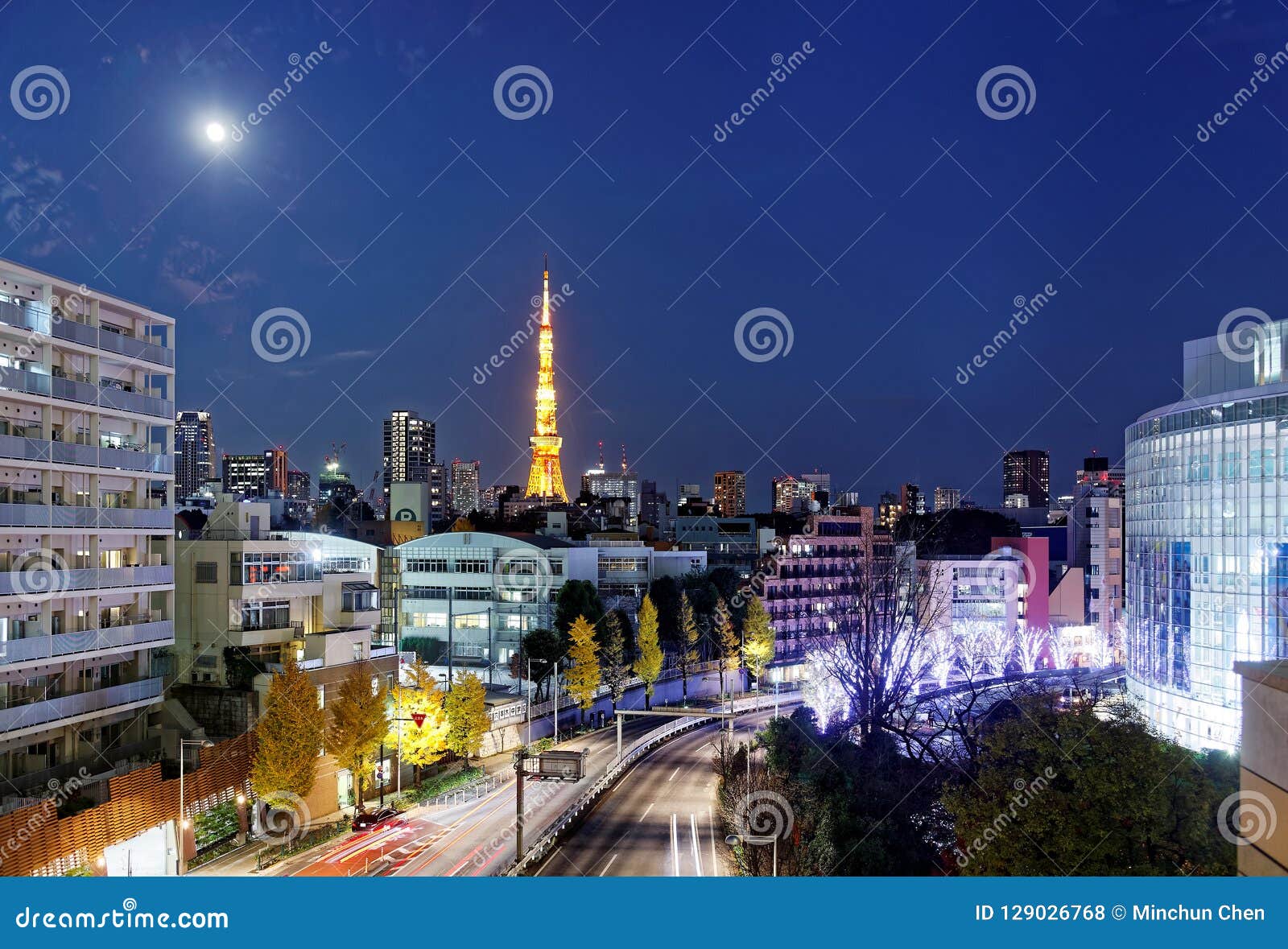 Night Scenery Of Romantic Winter Illumination Display At Christmas In Roppongi Hills Stock Photo Image Of Color Building
