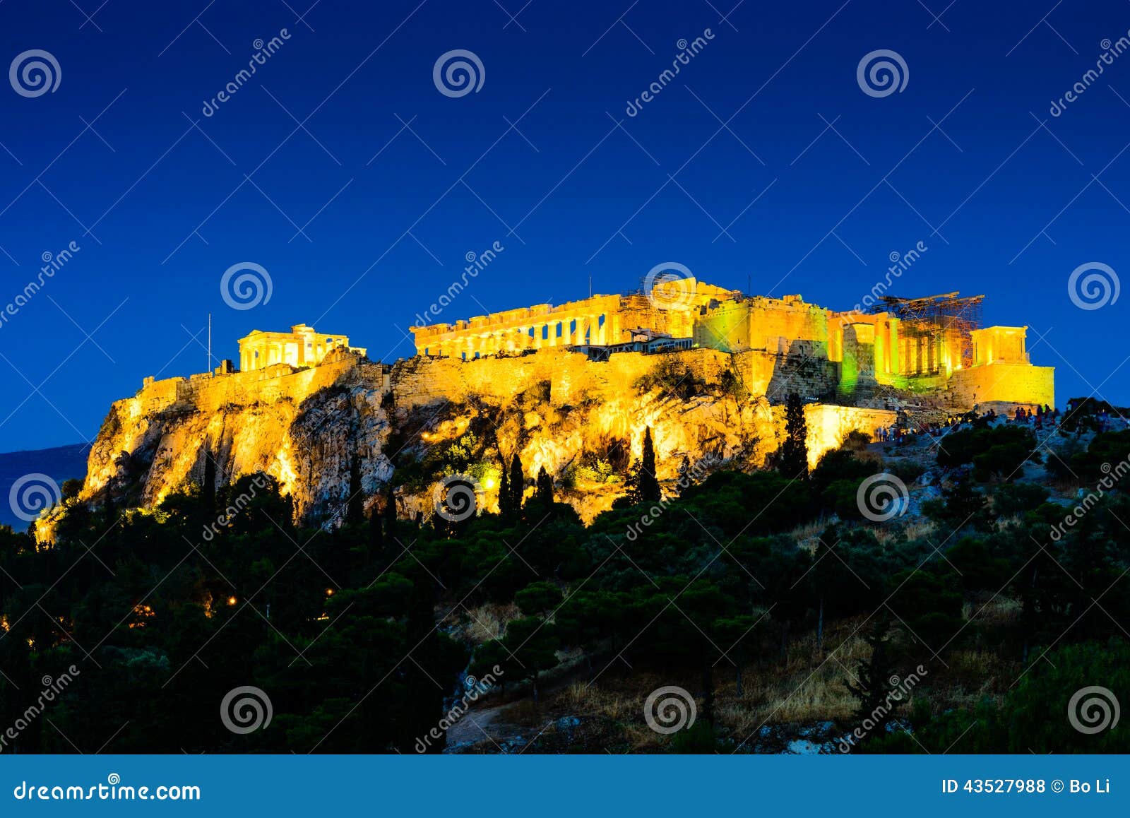 night scenes of acropolis and parthenon