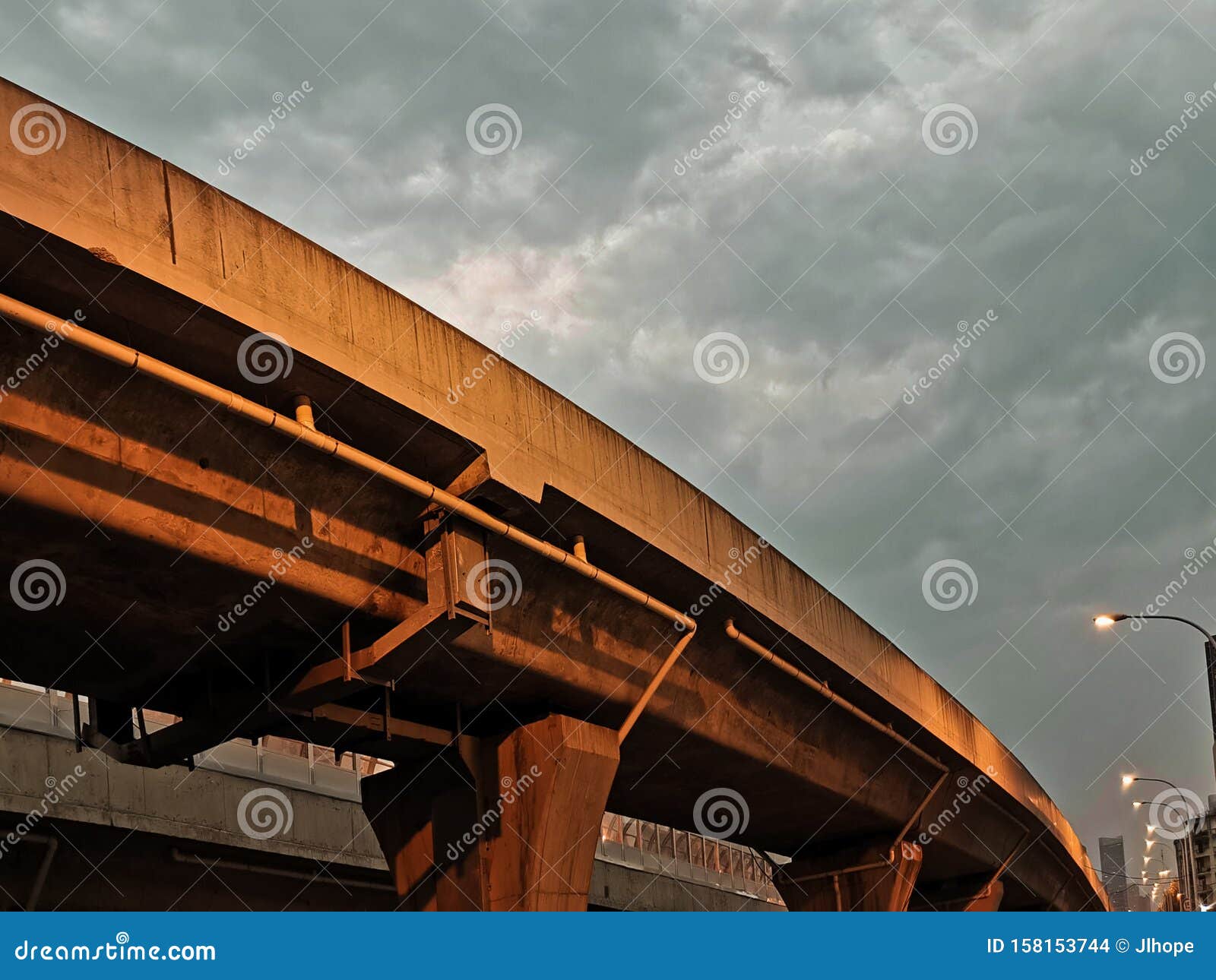 night scenes of urban overpass bridge