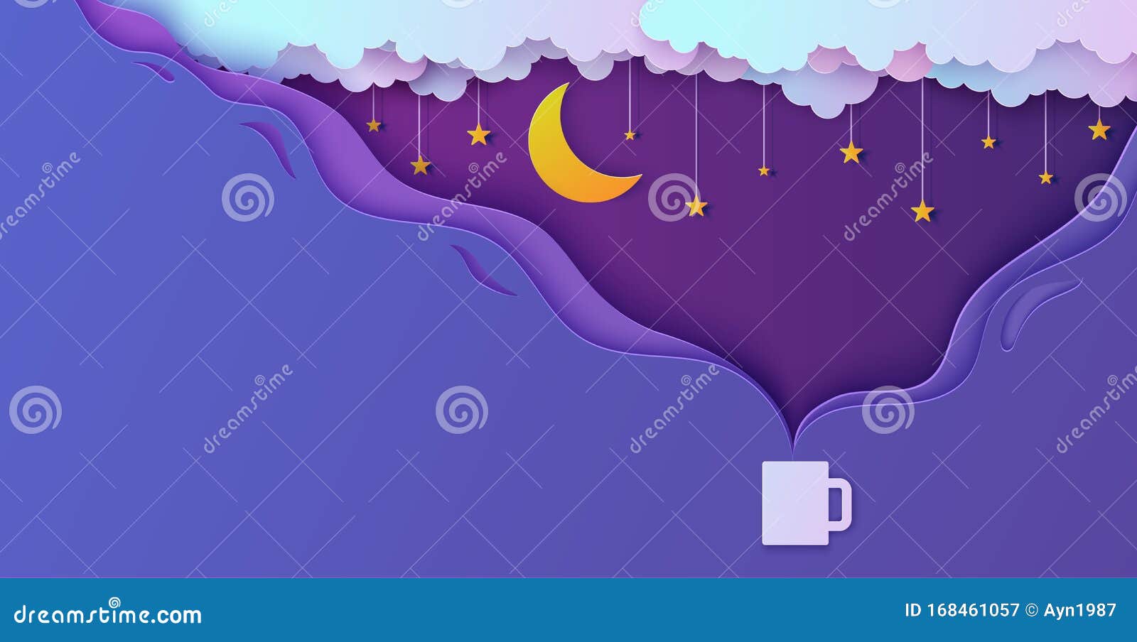 Night Sky in Paper Cut Style - Hot Drink Cup Steam Cùng thư giãn với tách đồ uống nóng và ngắm nhìn bầu trời đêm trong kiểu dáng phác thảo giấy tuyệt đẹp. Hình ảnh đầy màu sắc, trẻ trung và đầy tinh tế sẽ khiến bạn cảm thấy thư giãn và ấm áp vào những đêm giá rét.