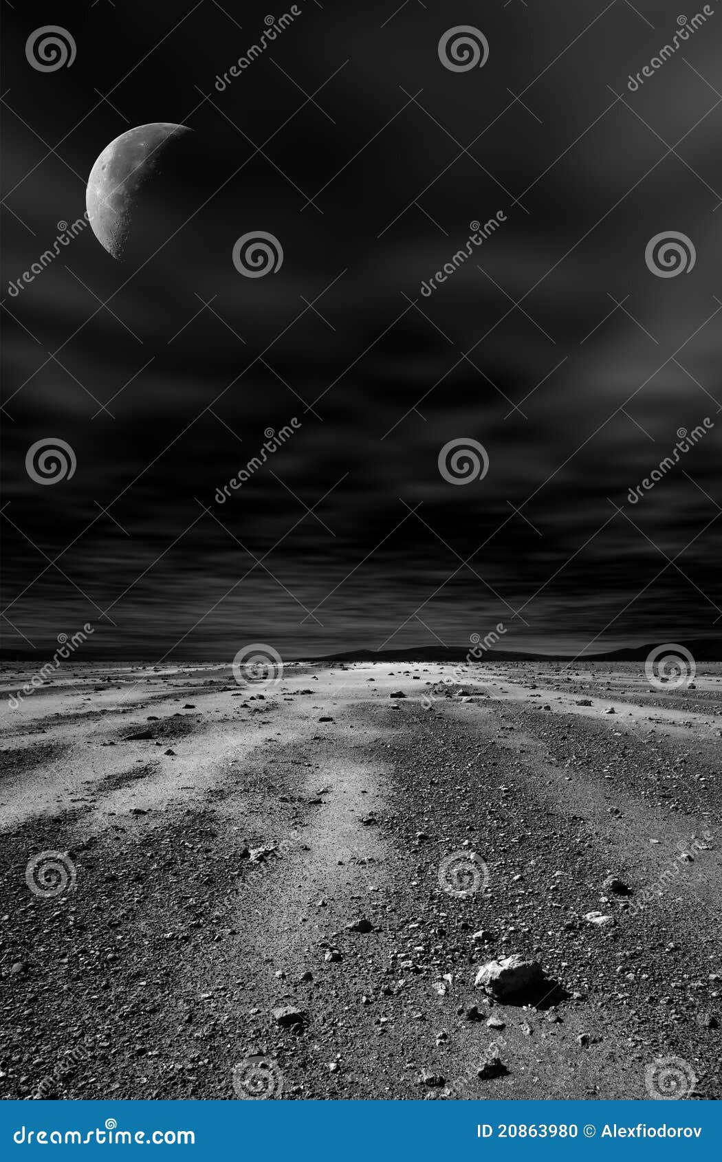 night stony desert.