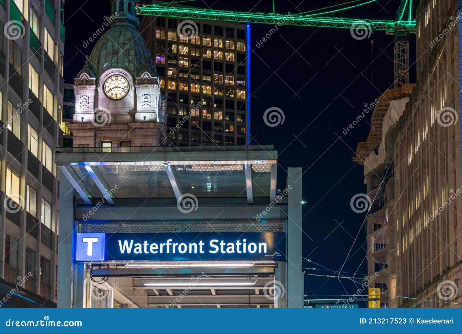 Waterfront Station Subway Escalator Exit. Vancouver, Canada Editorial