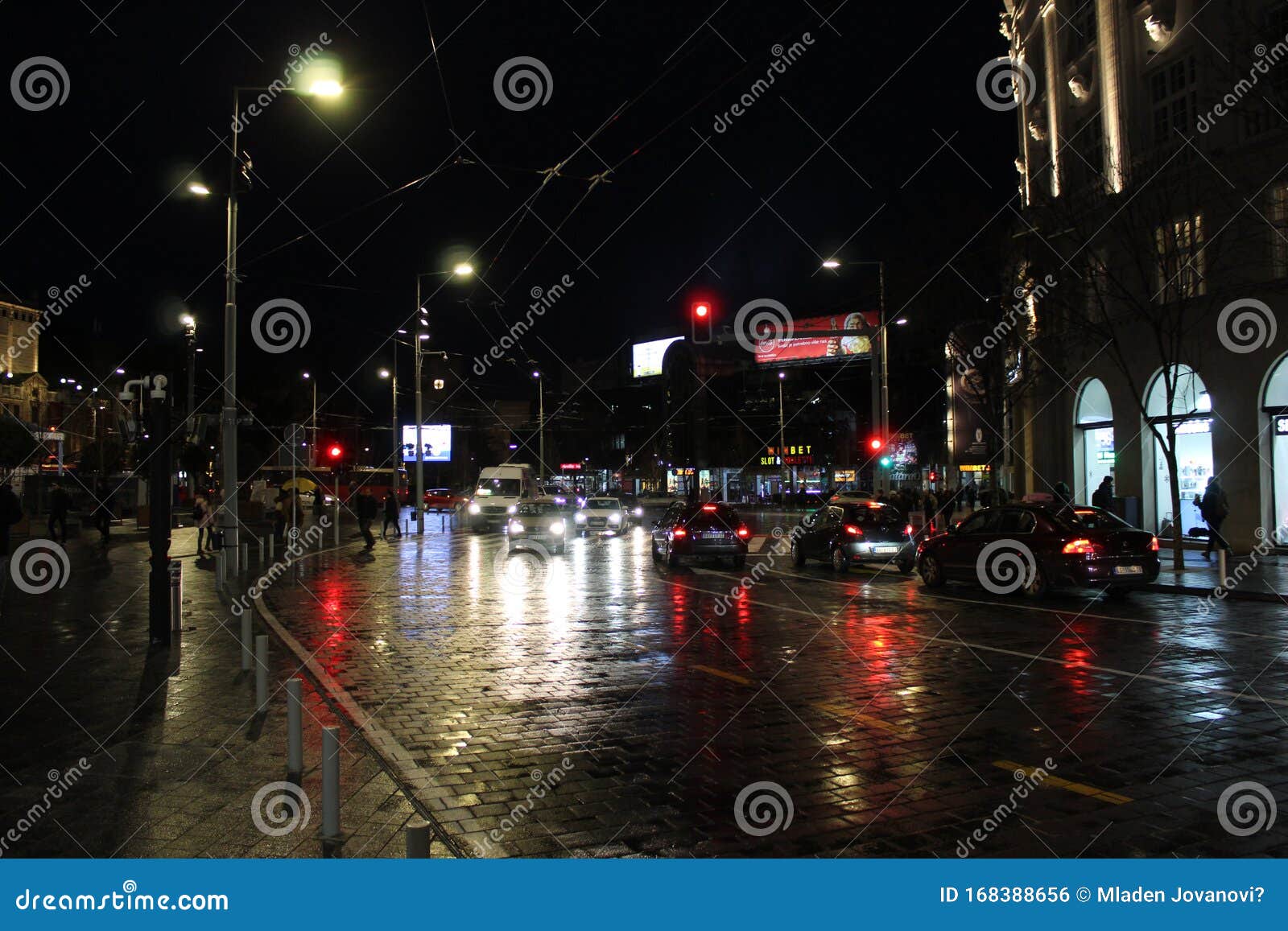 Night Traffic Jams in Downtown Belgrade. Stock Photo Image of night, jams 168388656