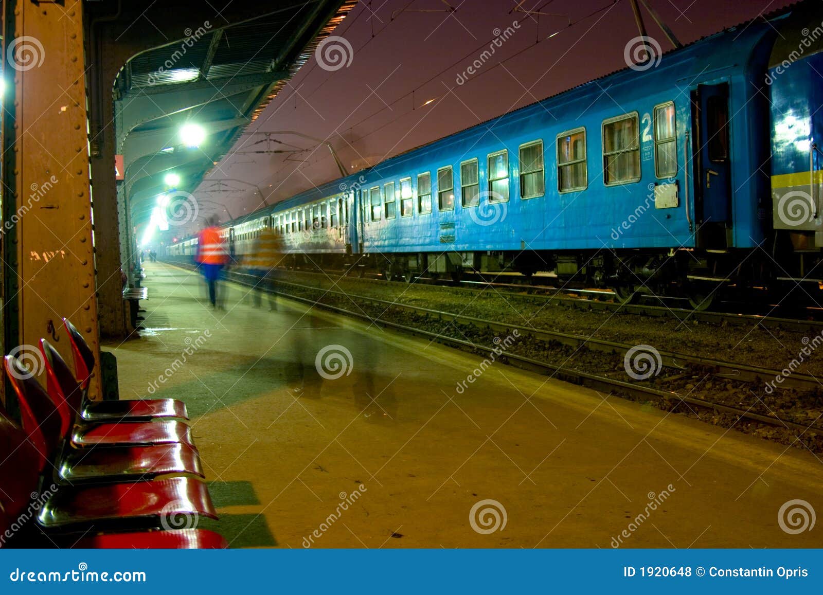 Night train station stock photo. Image of speed, rails 1920648