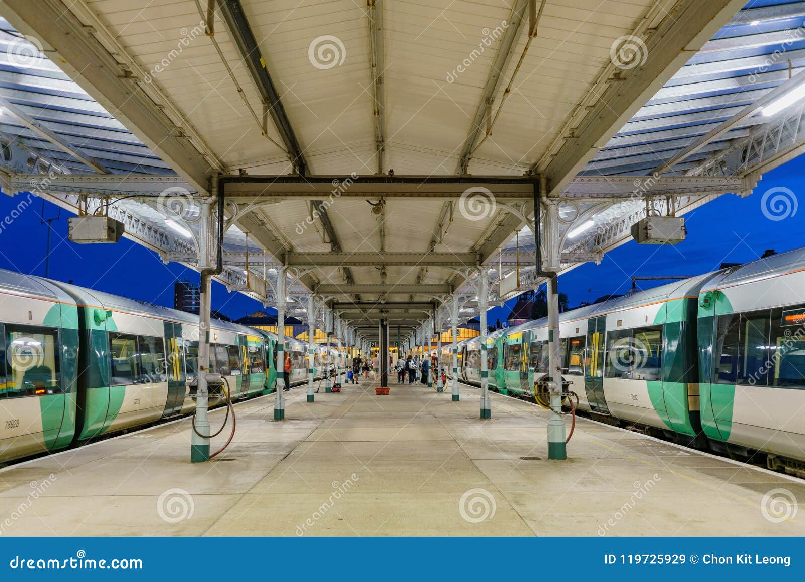 Night View of the Bognor Regis Train Station Editorial Stock Image