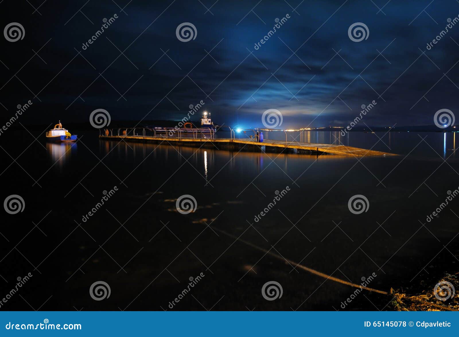 night view of calen floating dock, calen, chiloe, chile