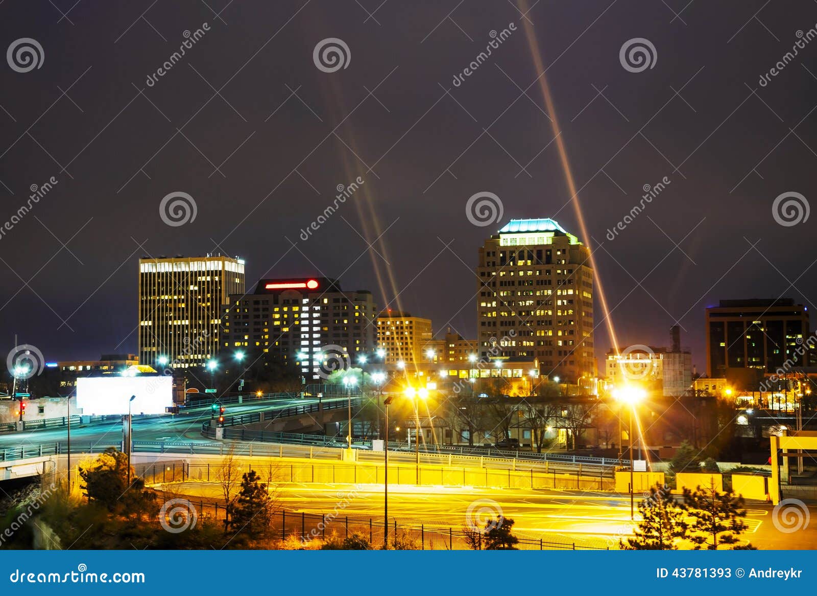 Night View of Colorado Springs Downtown Stock Image Image of town