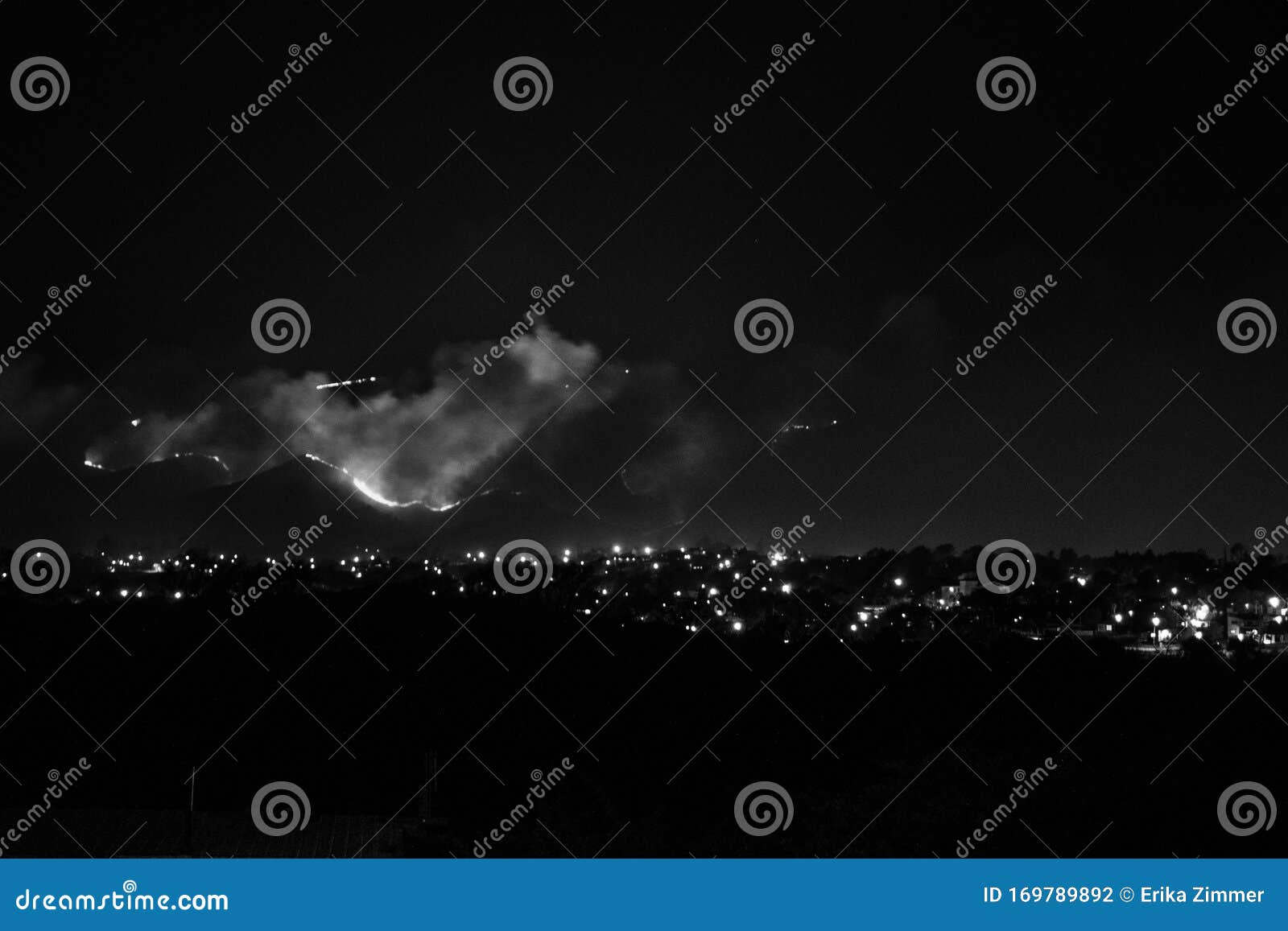 night view of a fire in the mountains
