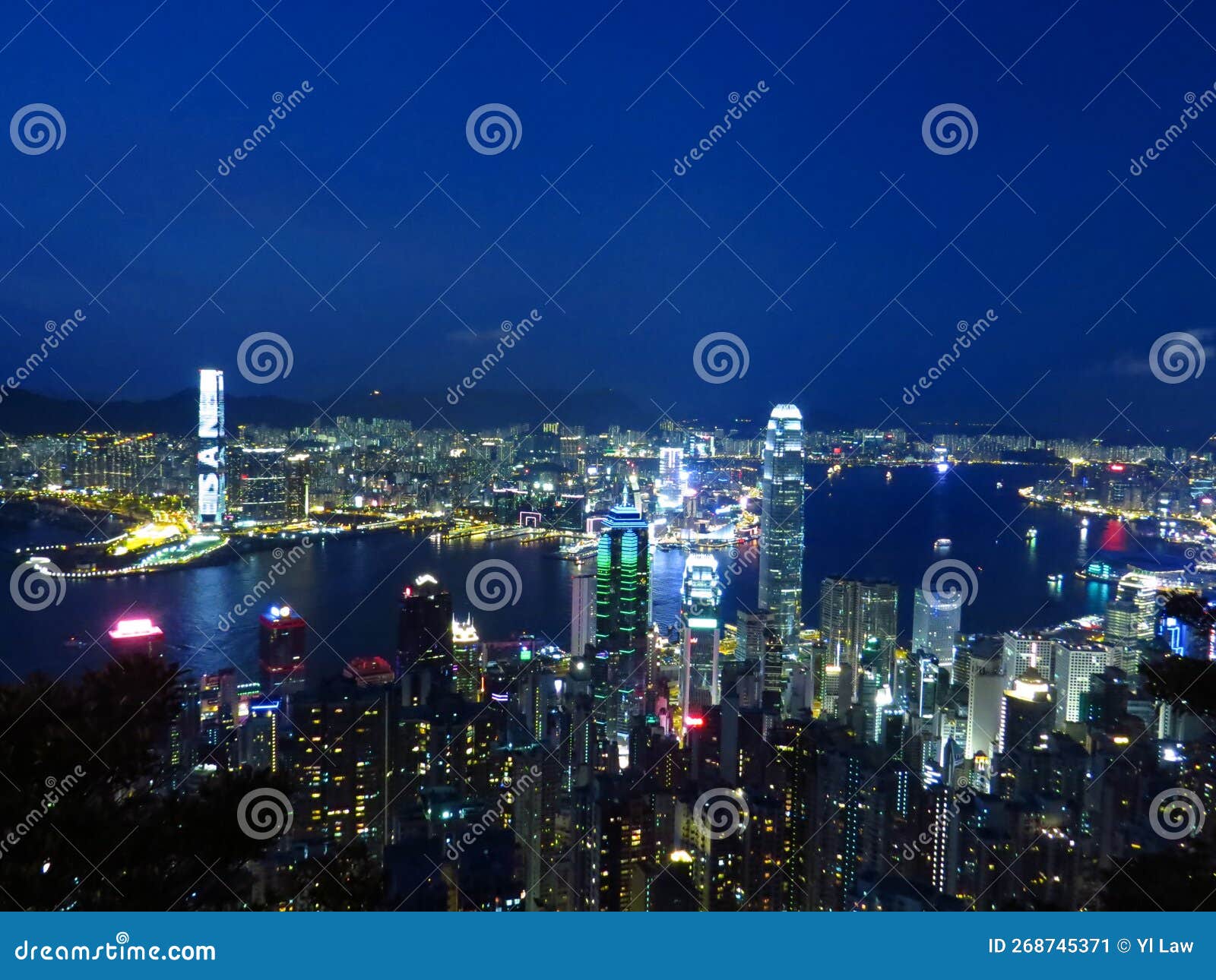 Night View of Hong Kong from the Victoria Peak in Hong Kong. 2 June