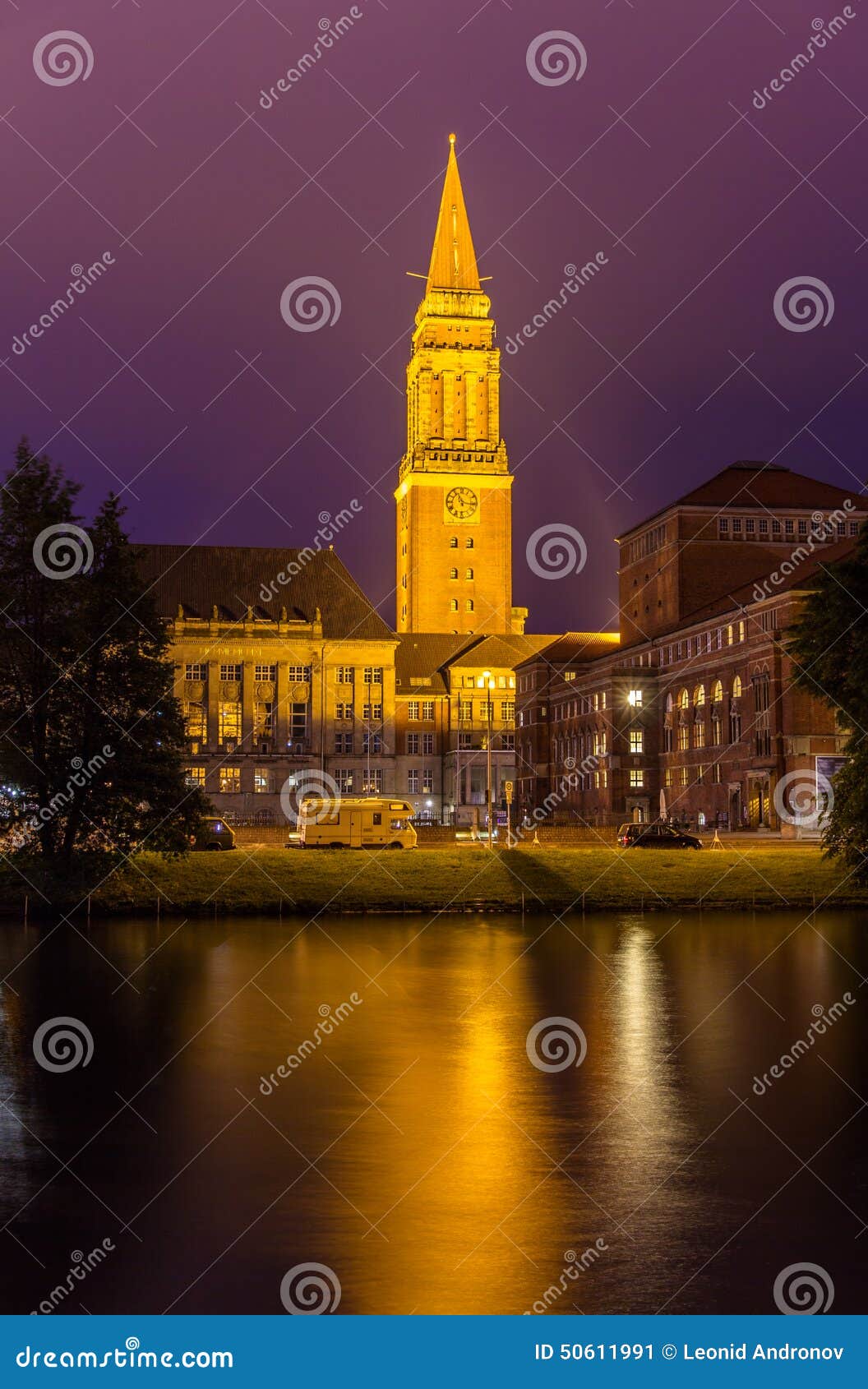 Night View of Kiel City Hall Stock Image Image of building, baltic