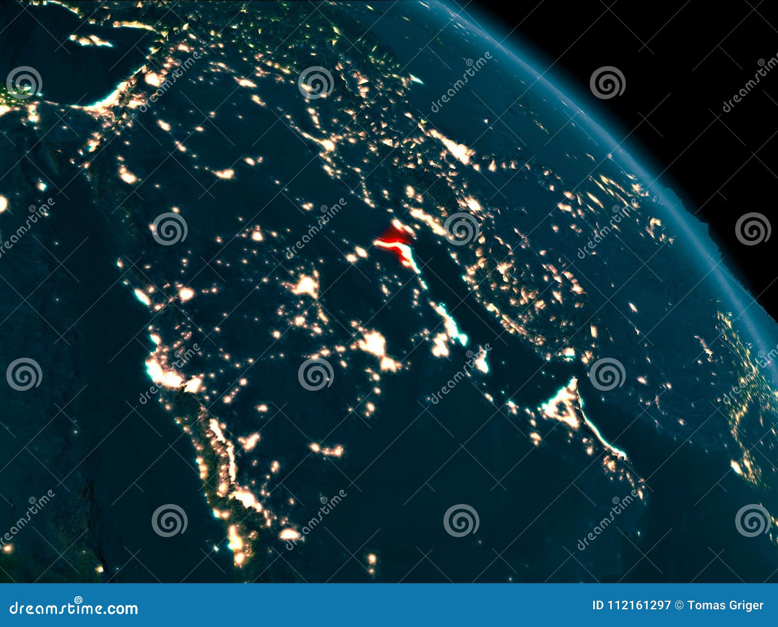 Night View of Kuwait on Earth Stock Illustration Illustration of