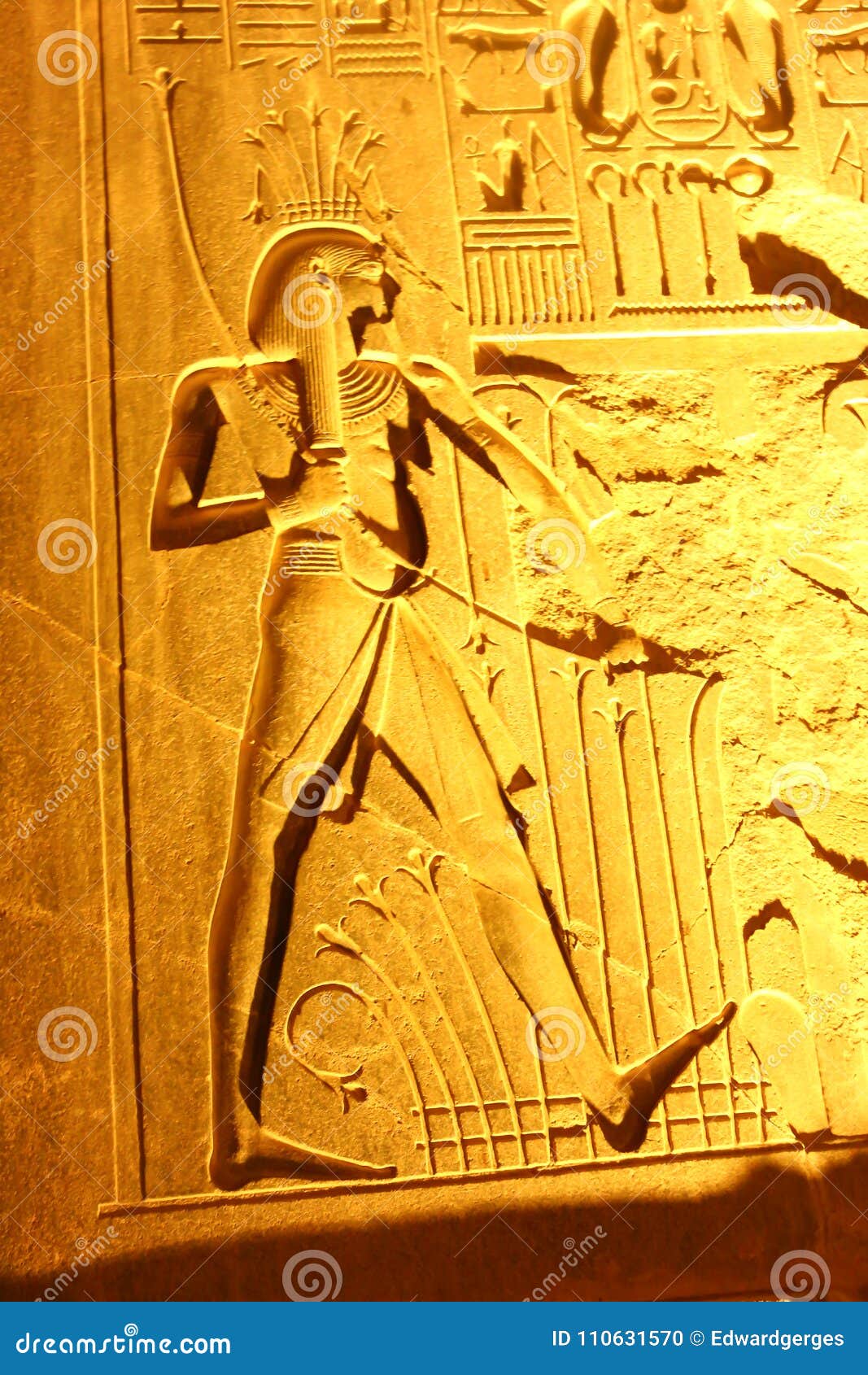 Wall in Temple of Luxor at Night Egypt Editorial Image Image of