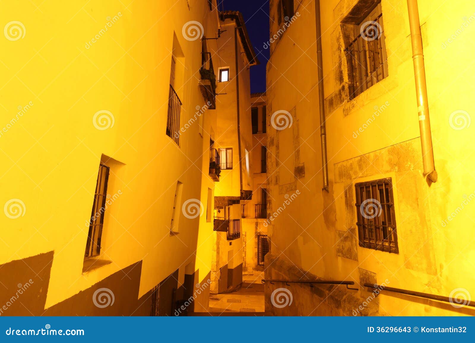 night view of picturesque old street in cuenca. spain