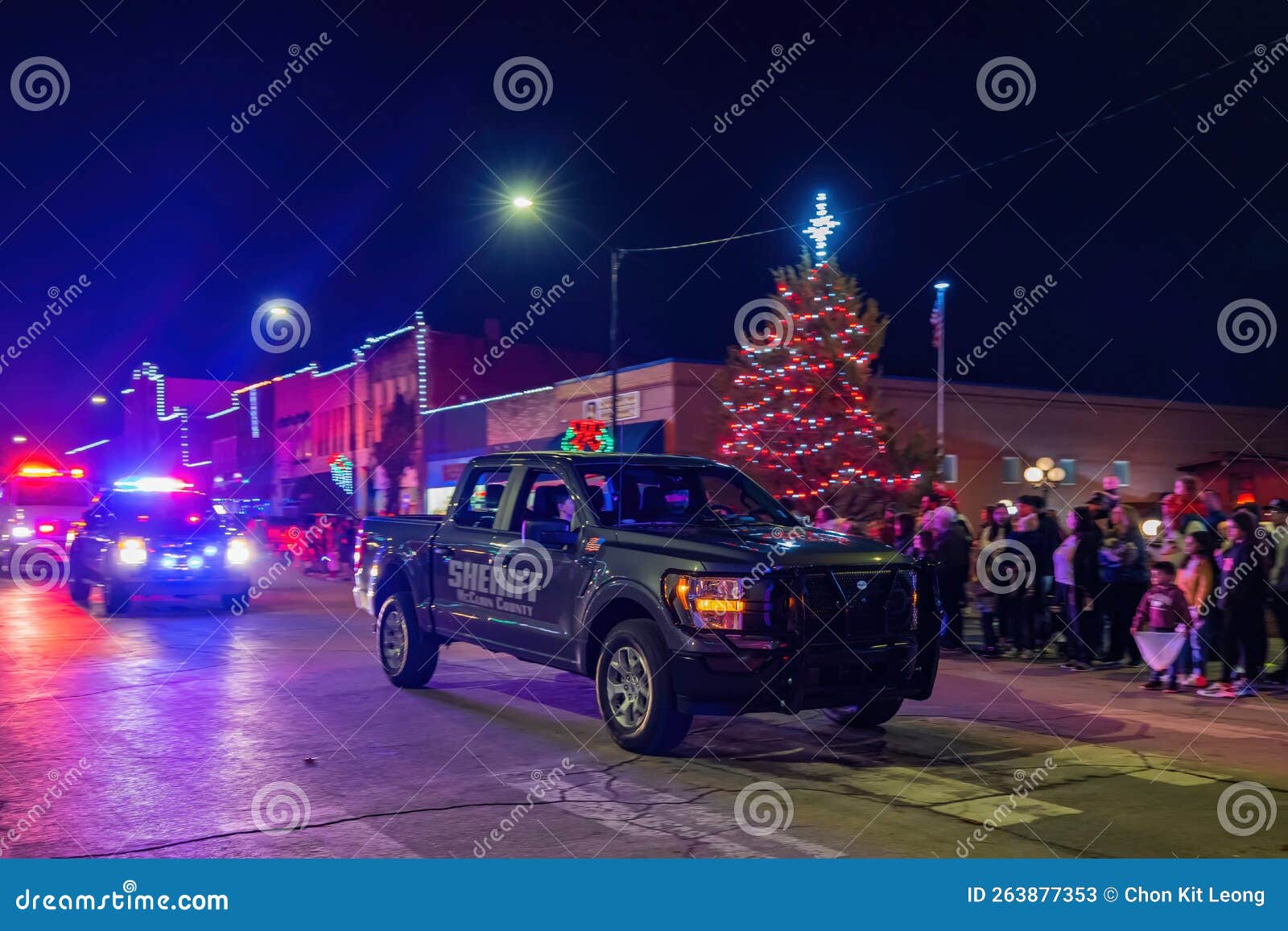 Night View of the Purcell`s Christmas Parade Editorial Stock Photo