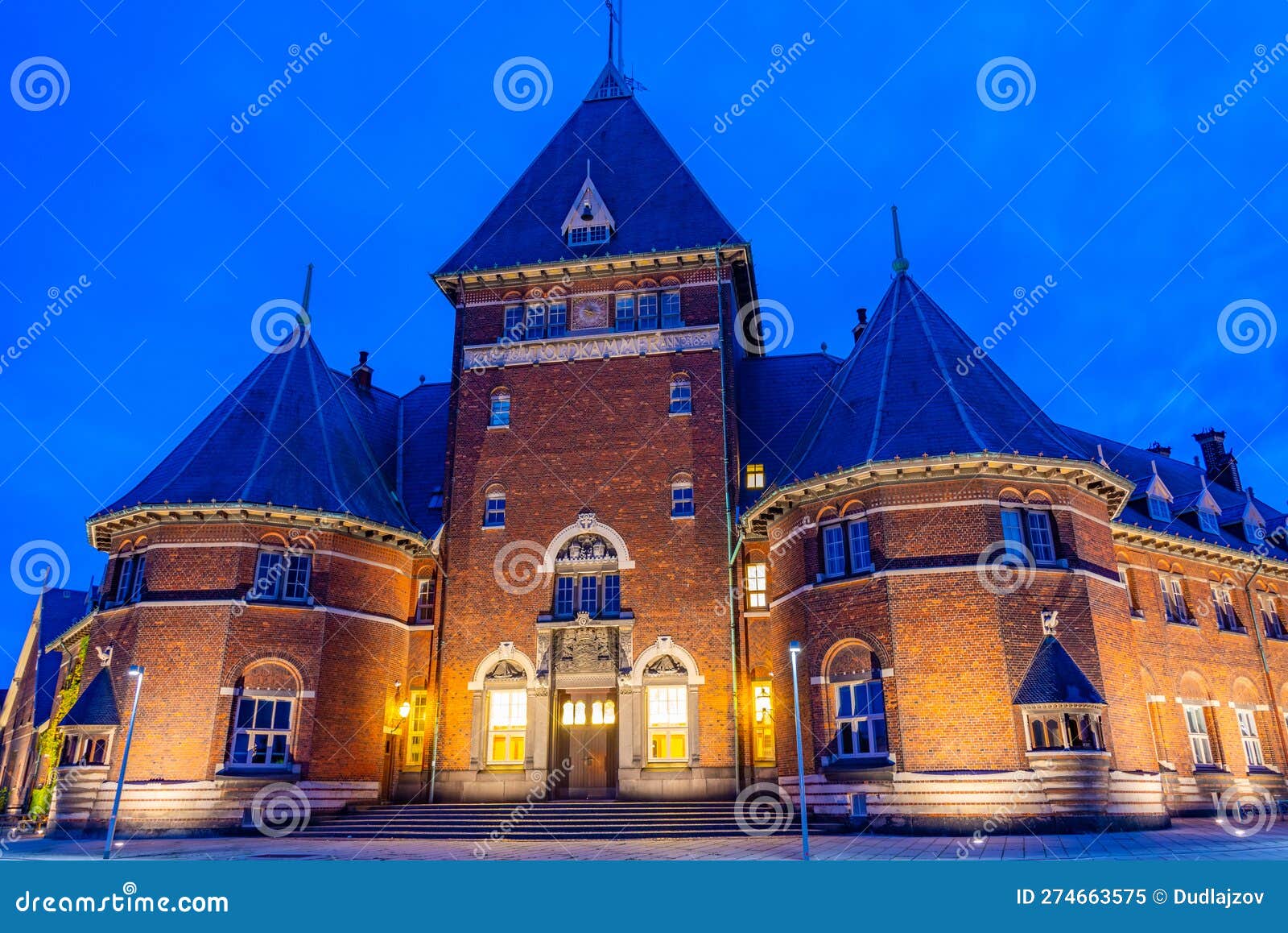 Night View of Toldboden House in Aarhus, Denmark Stock Image Image of