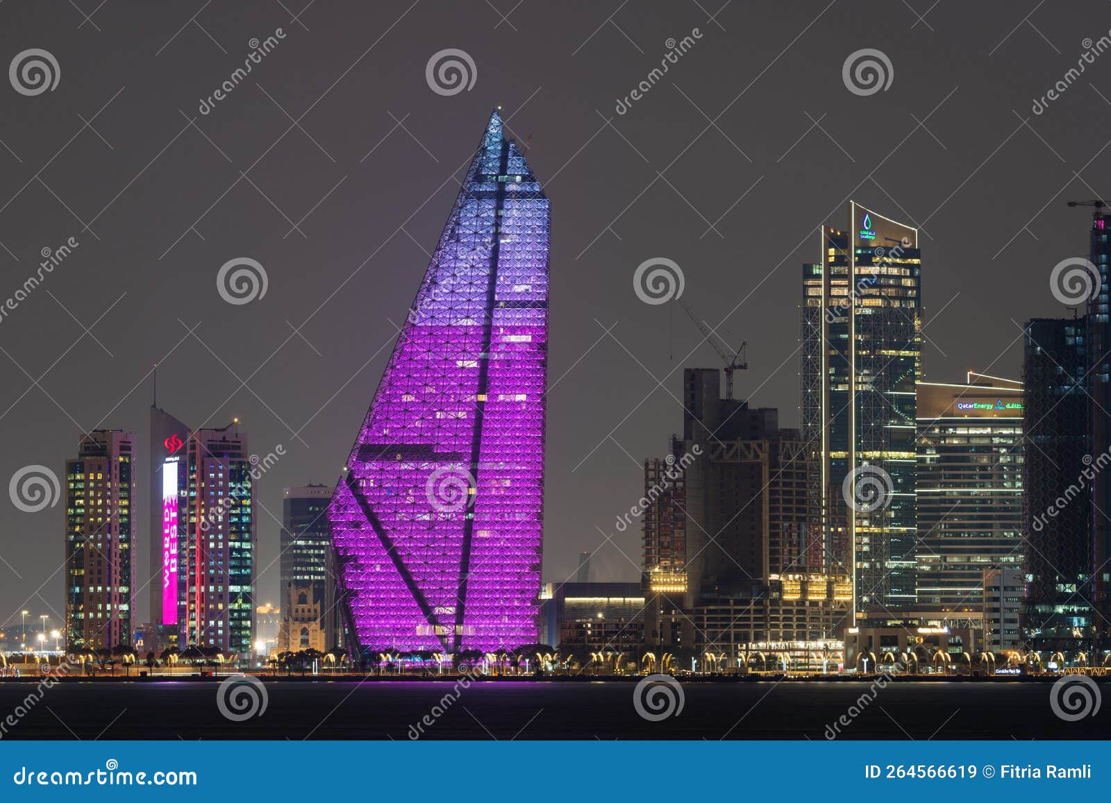 Night View of West Bay Doha, Qatar. Editorial Stock Image Image of gulf, color 264566619