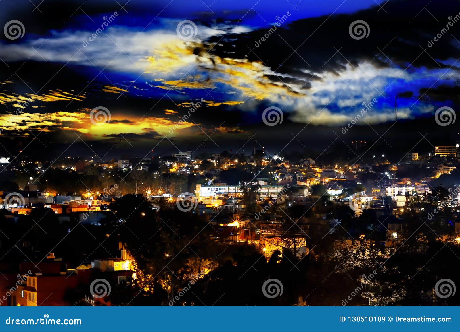 night xalapa,  colorful sky