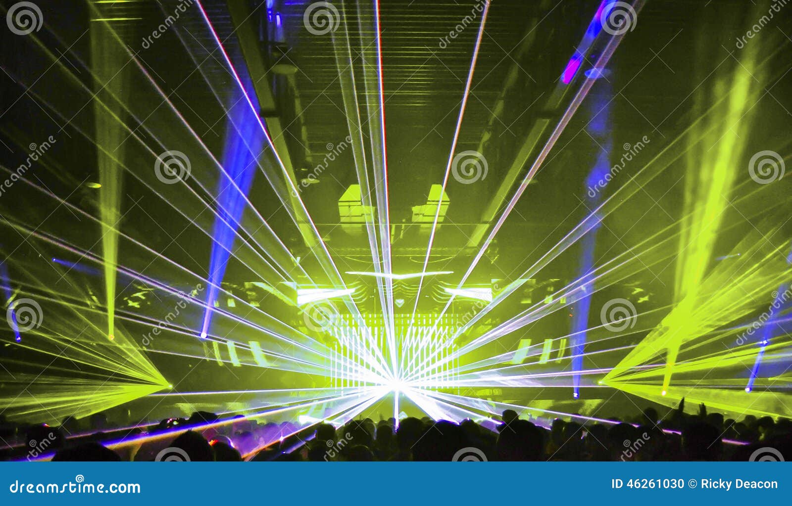 nightclub lasers and crowd