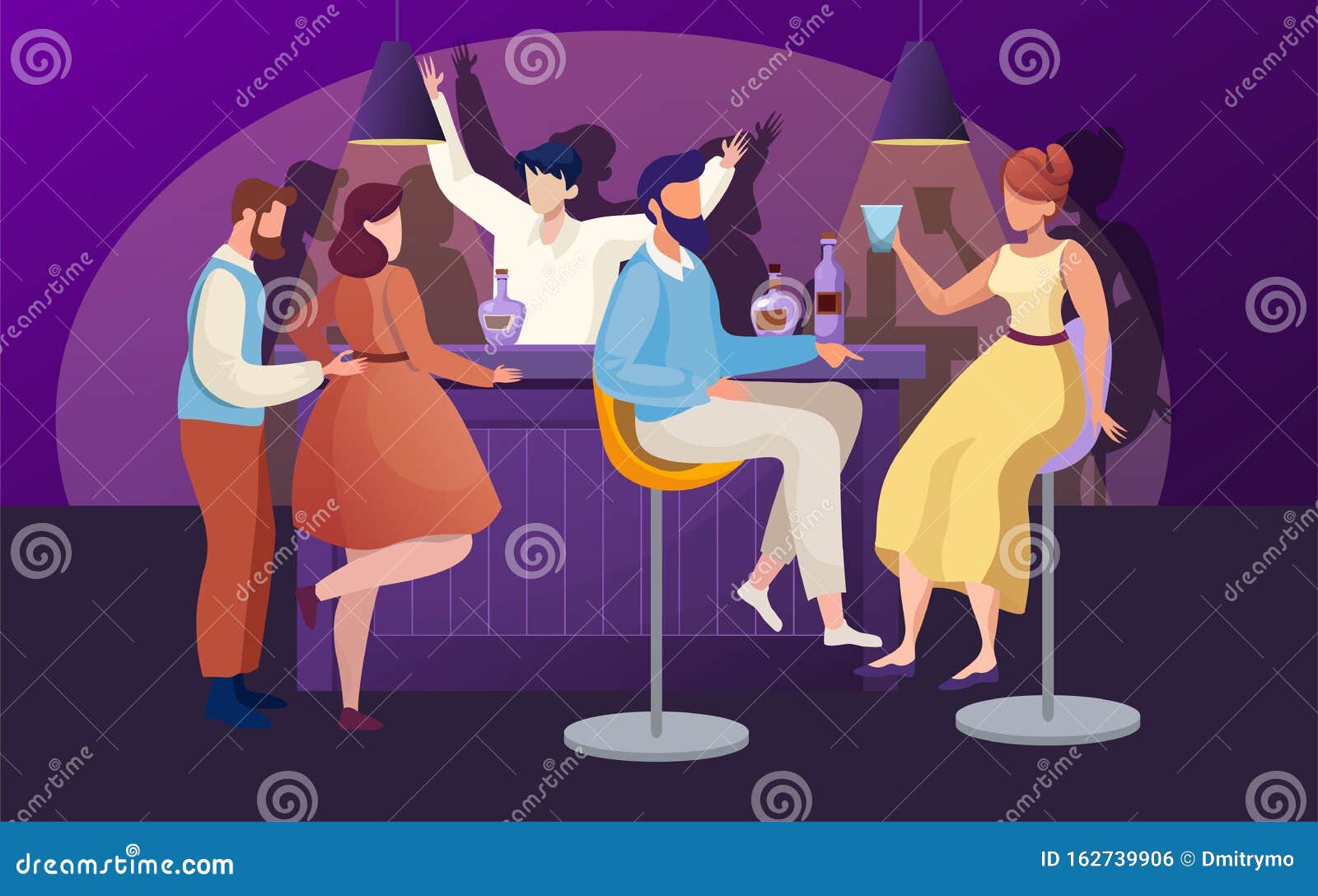 Nightclub Party Flat Vector Illustration Stock Vector Illustration Of