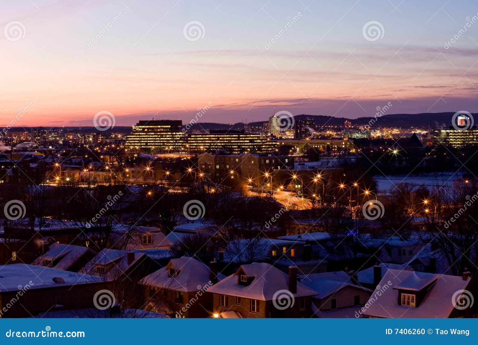 the nightfall of ottawa after snow