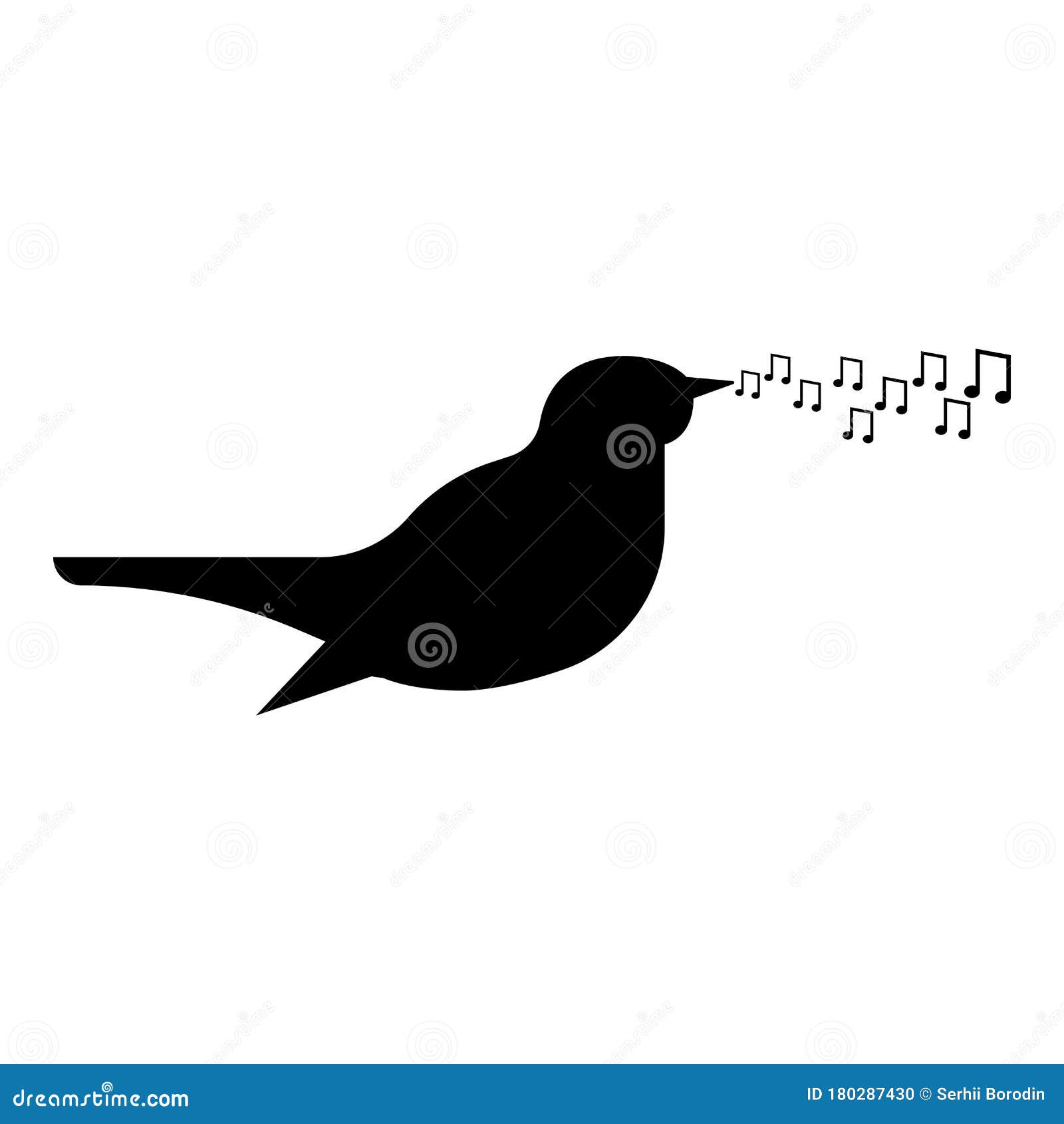 Nightingale Singing Tune Song Bird Musical Notes Music Concept Icon Black Color Vector Illustration Flat Style Image Stock Vector Illustration Of Song Songbird