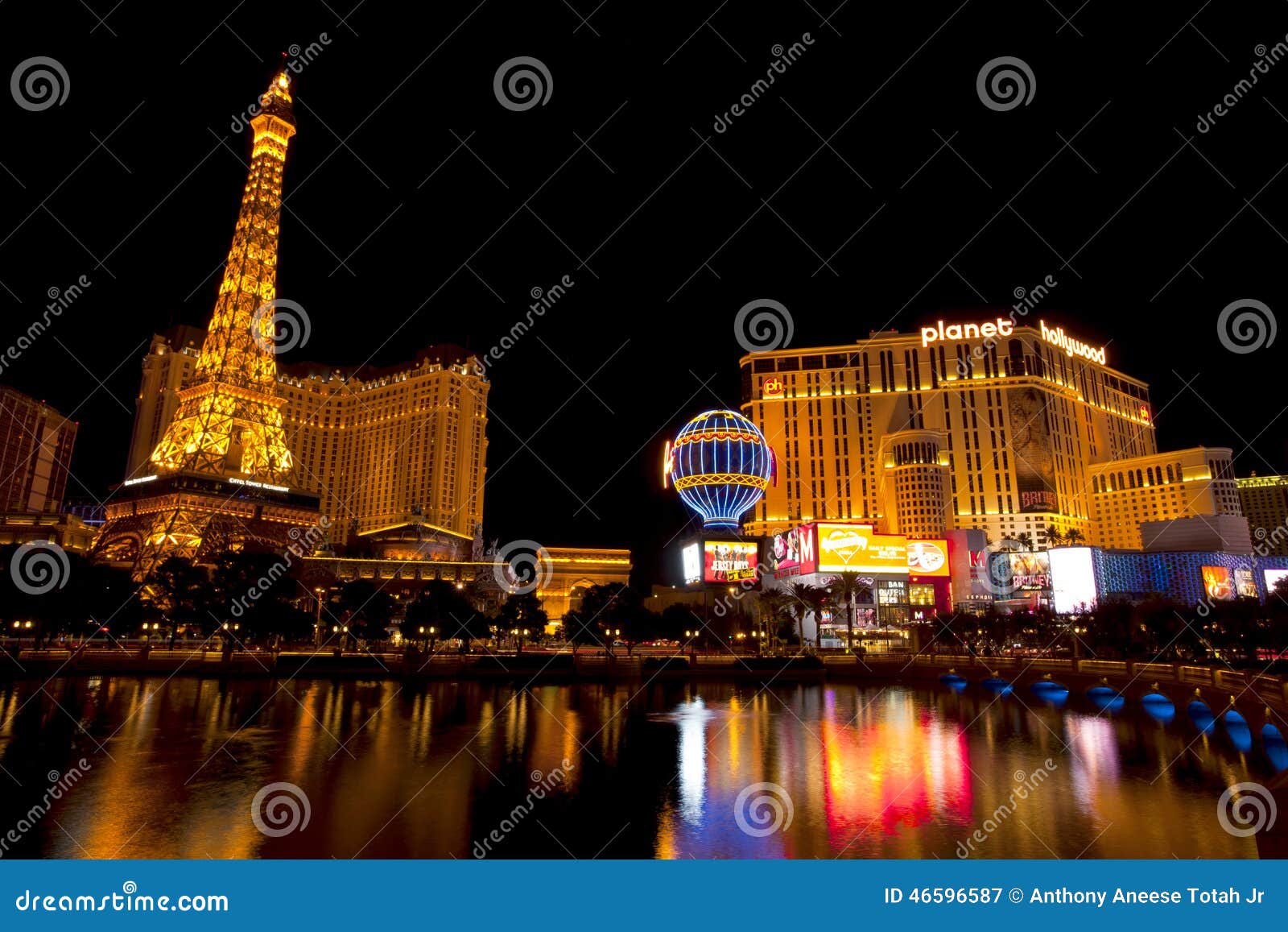 Paris and Bally's, from Bellagio, Las Vegas, Nevada