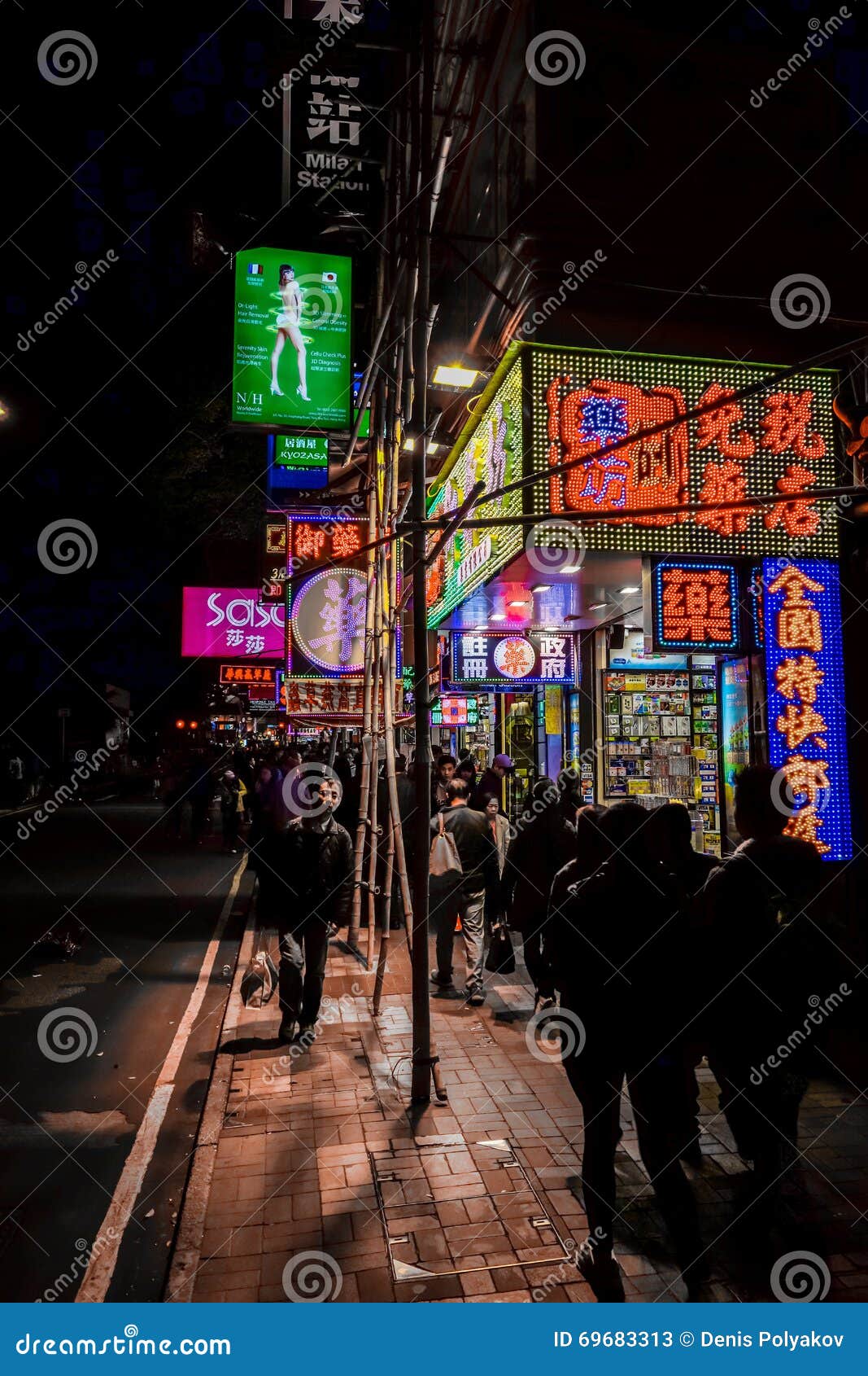 The Nightlife on the Streets of Hong Kong Editorial Stock Photo - Image