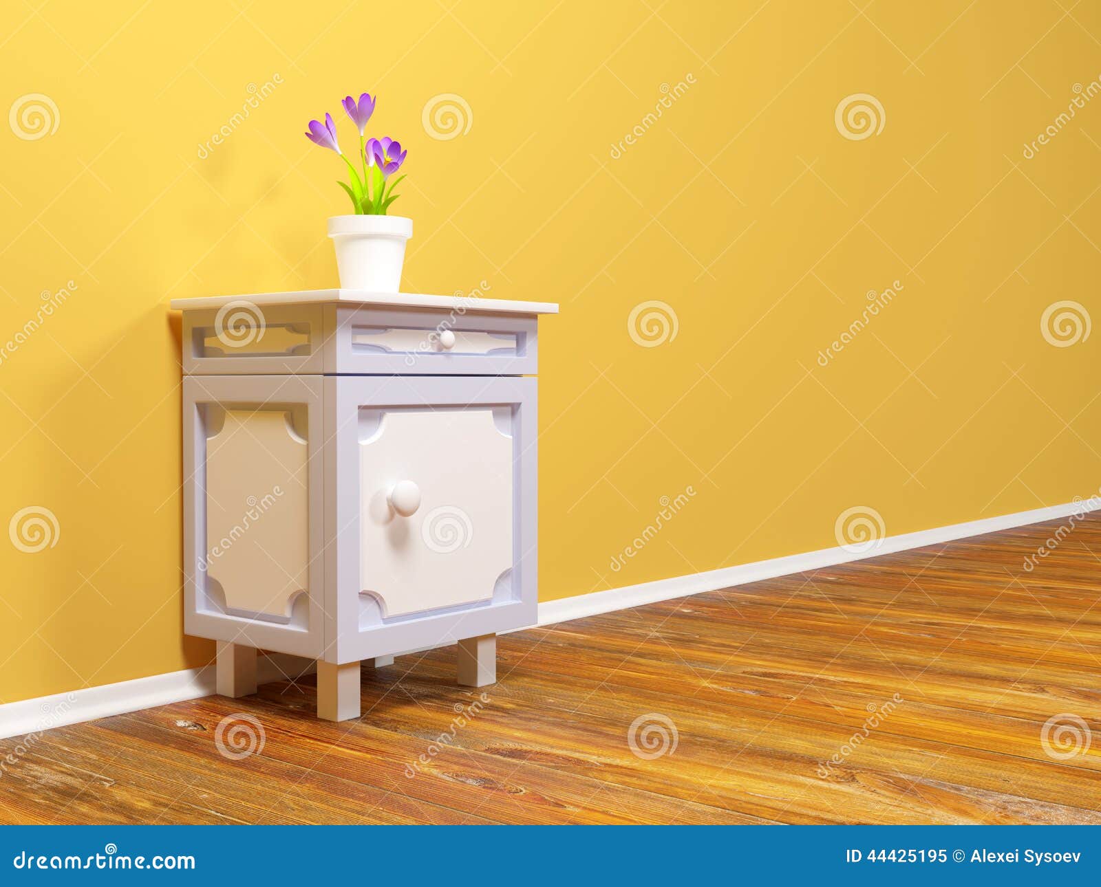 Nightstand with flower stock illustration. Illustration of lifestyle