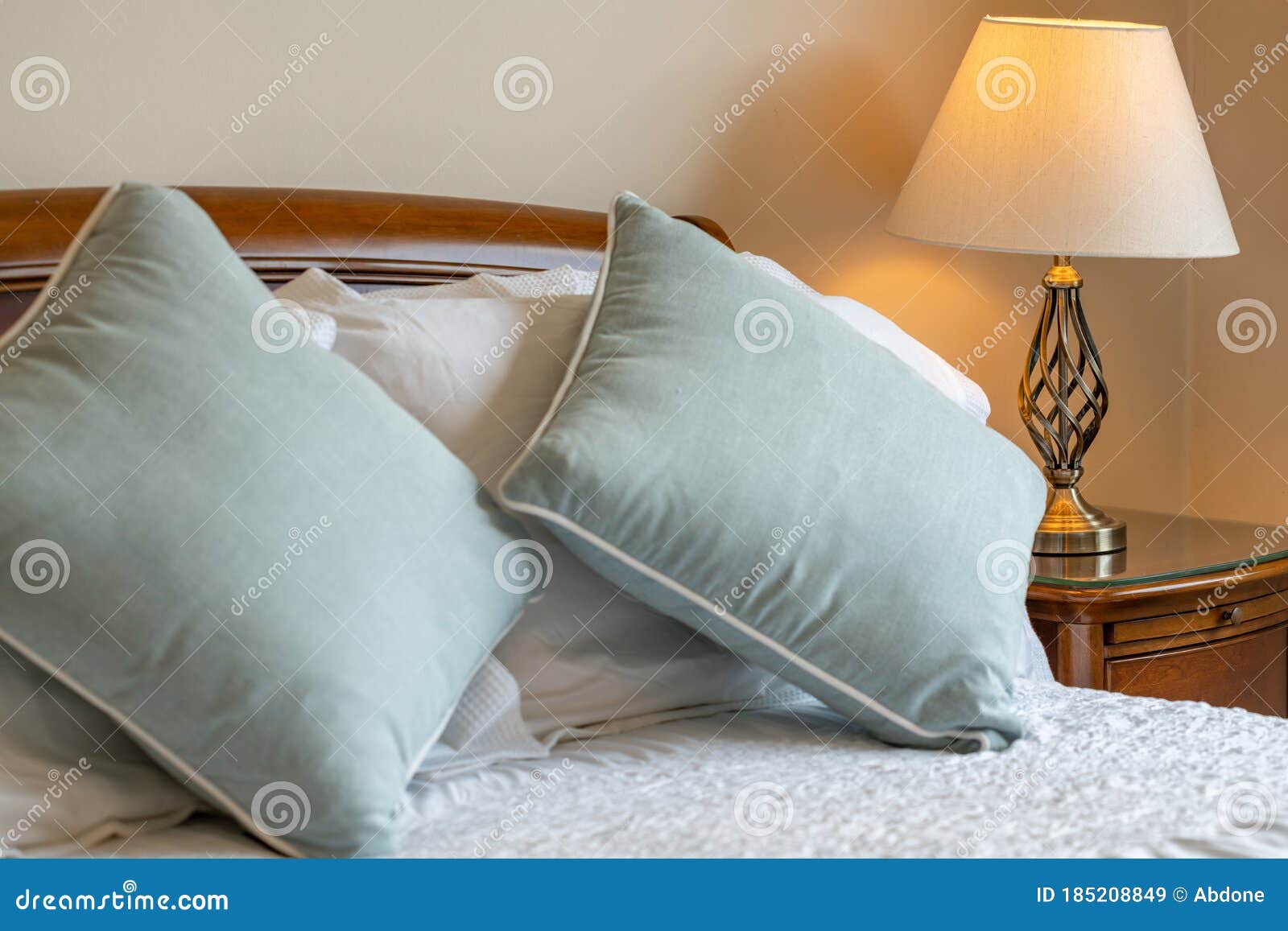 Modern Designed Table Lamp Beside Bed Stock Image Image Of Hotel Close 185208849