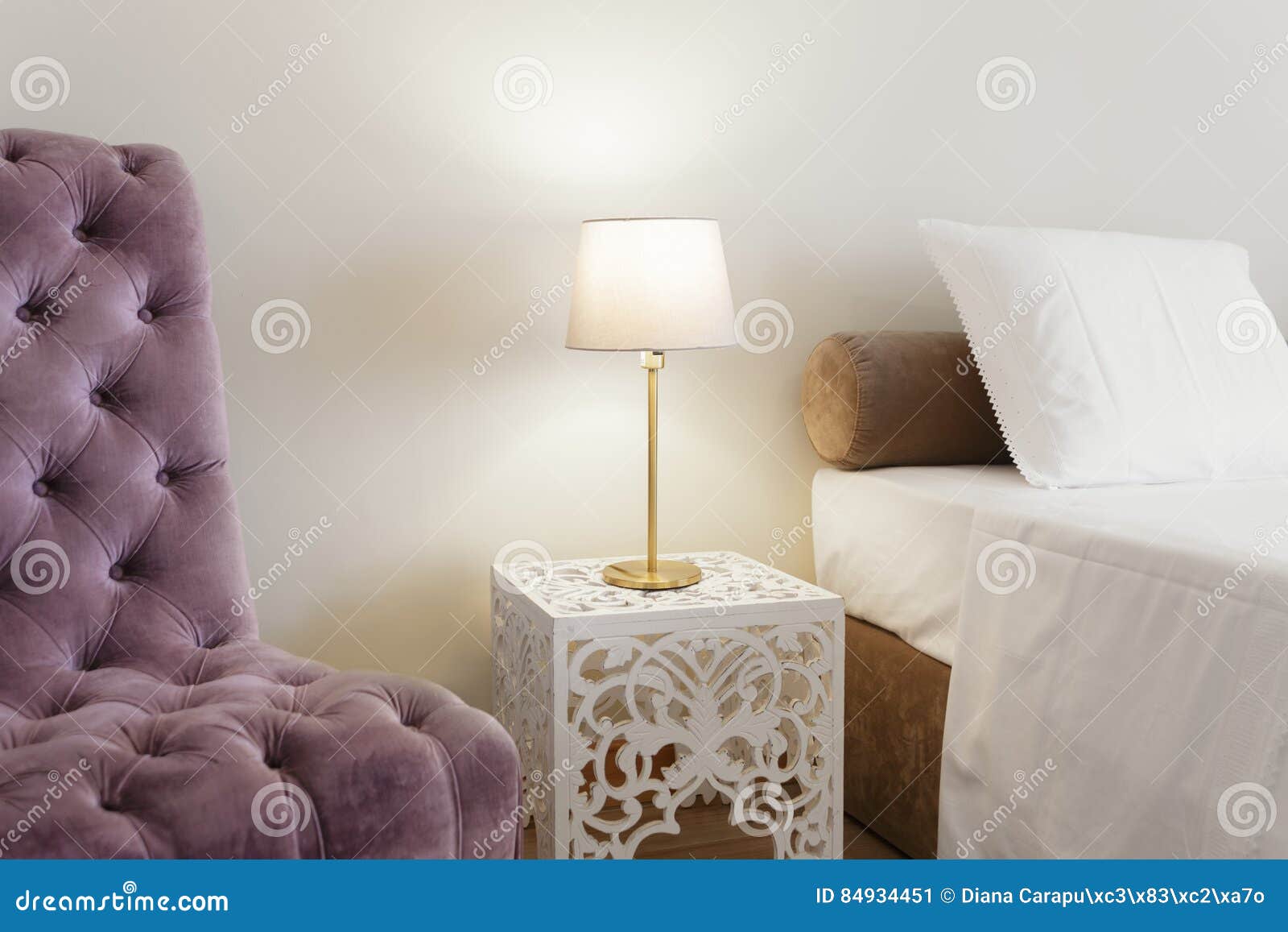 Nightstand With Lamp Stock Image Image Of Bedroom Elegance 84934451